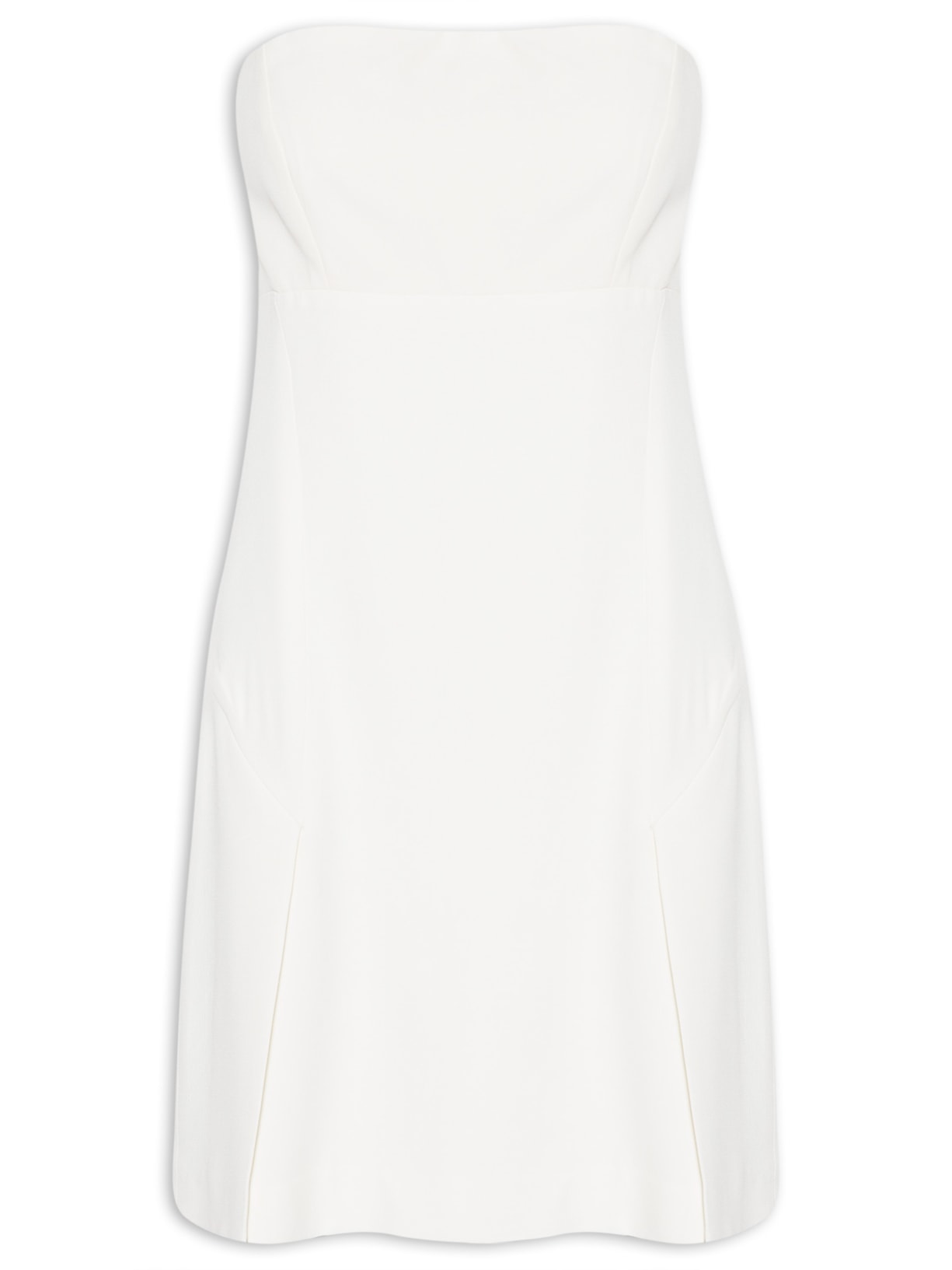 Vestido De Crepe Recortes Fenda - Off White