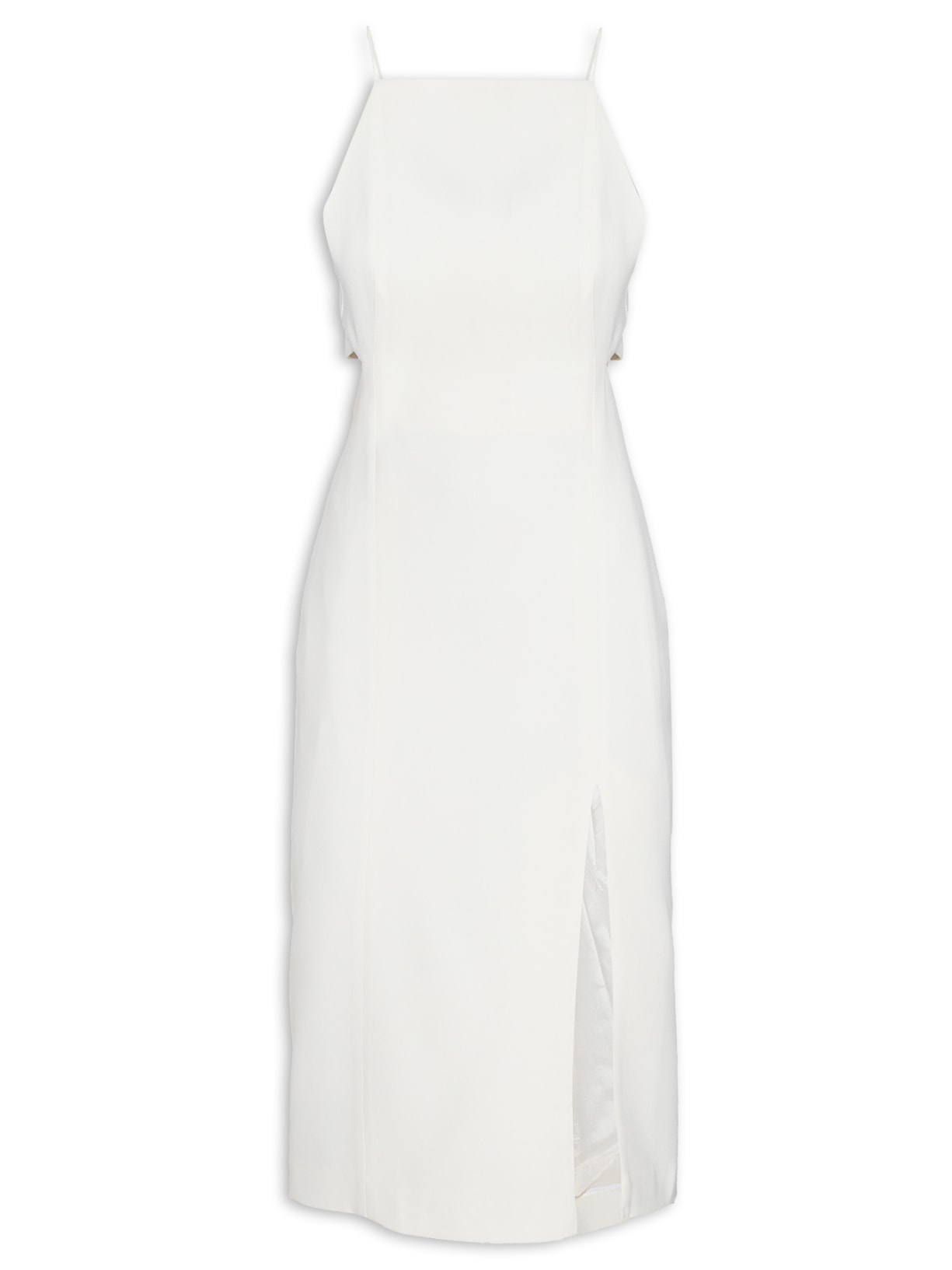 Vestido De Crepe Vazado Midi - Off White
