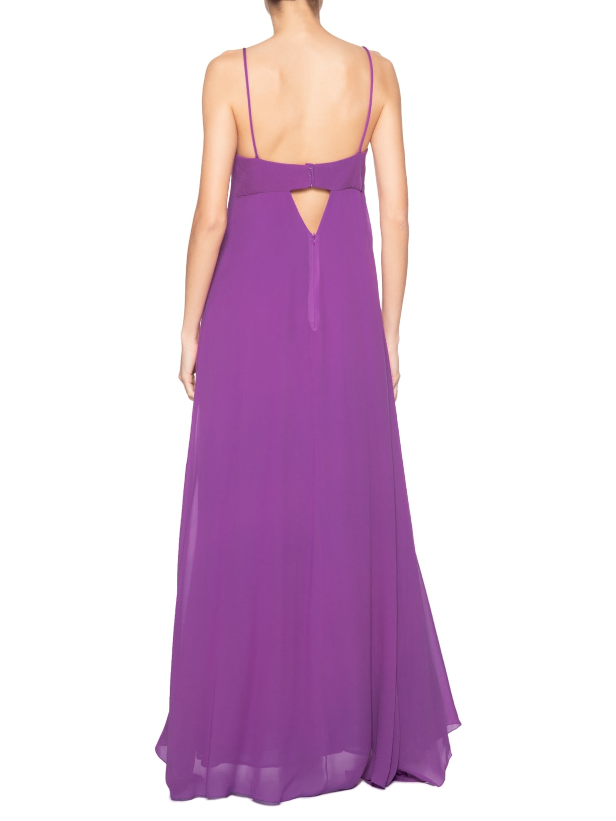 Vestido De Georgette Longo De Alcinha Roxo Com Fendas Roxo Animale