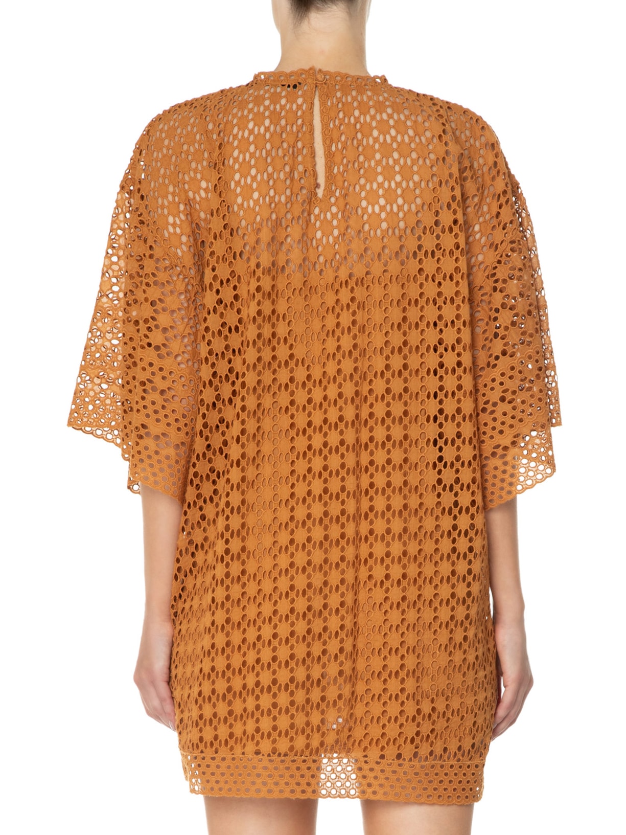 Vestido De Laise Curto Esferas Marrom Animale