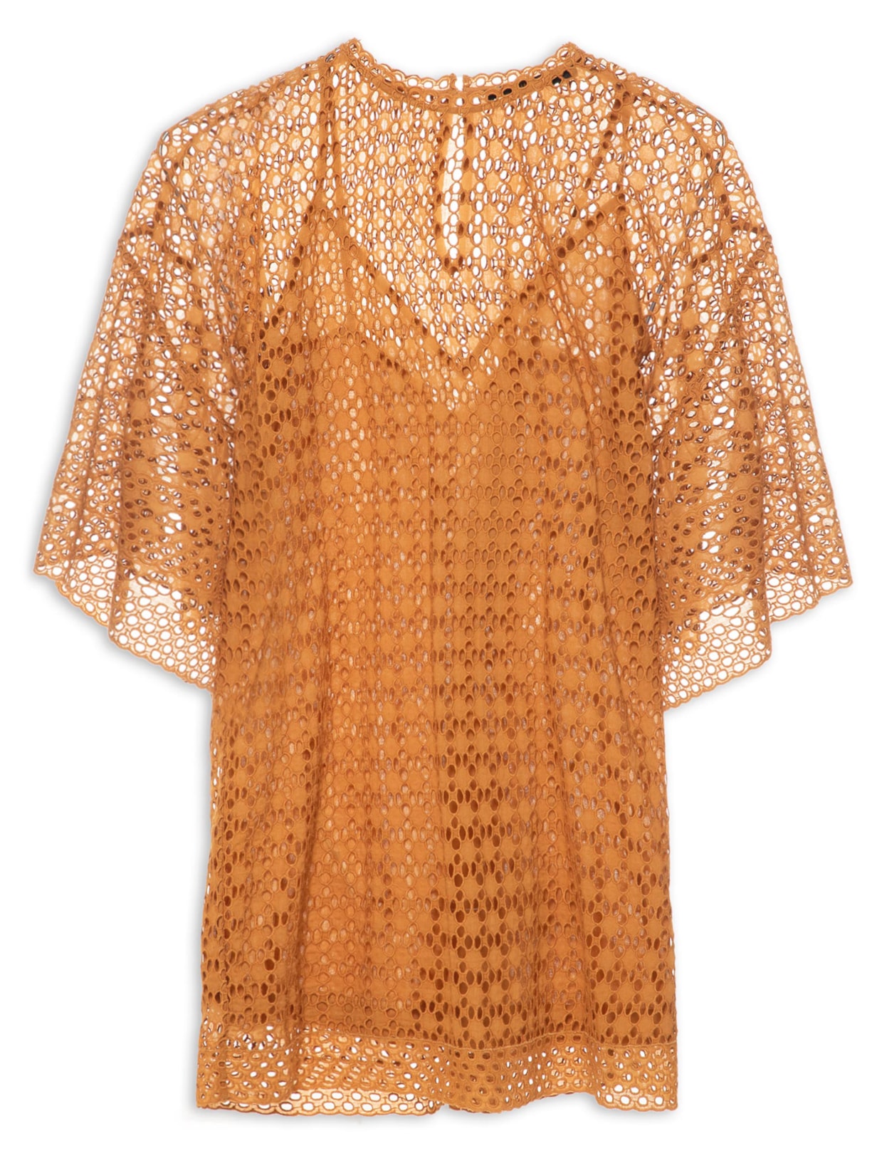 Vestido De Laise Curto Esferas - Marrom