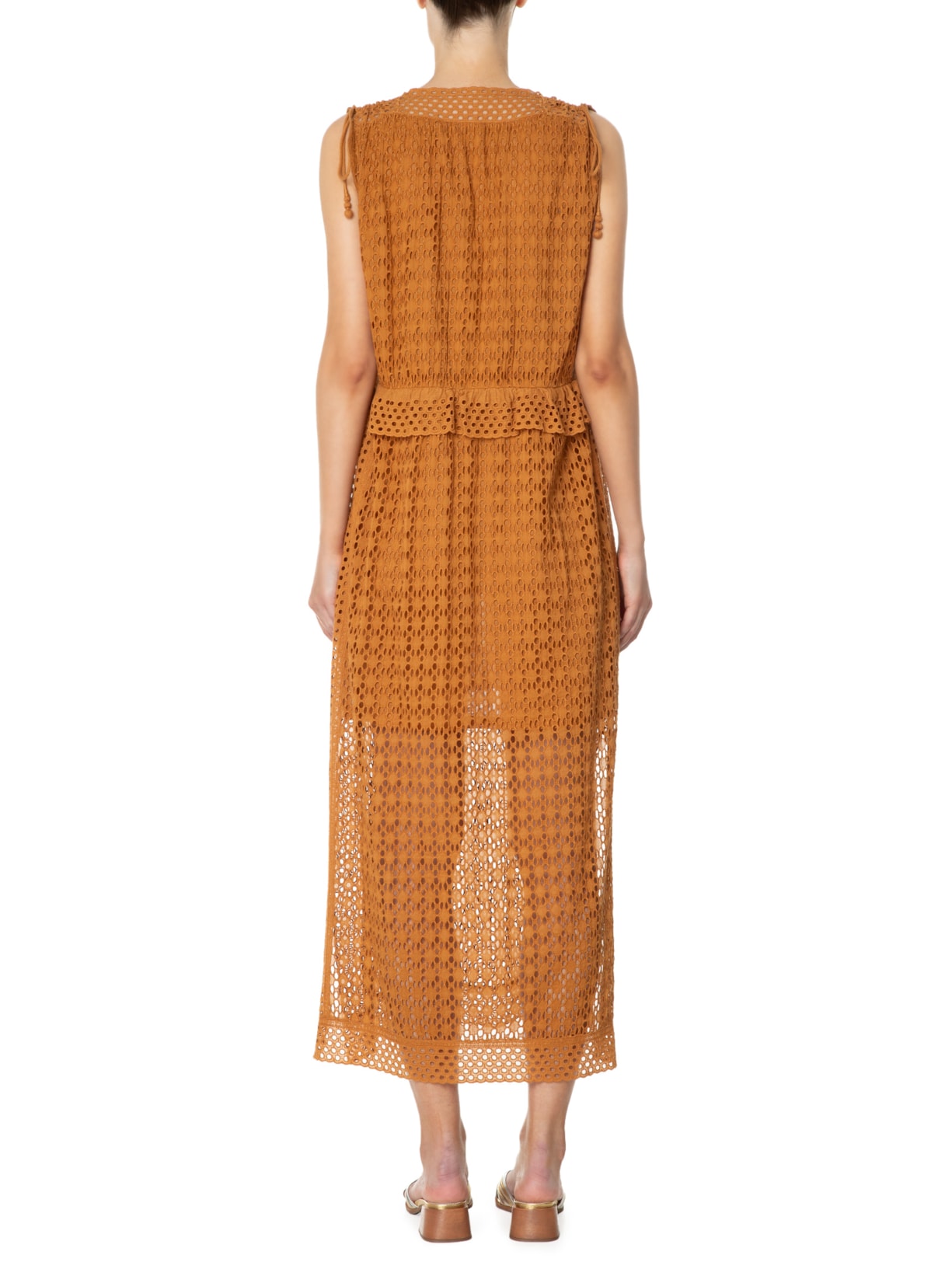 Vestido De Laise Midi Esferas Marrom Animale