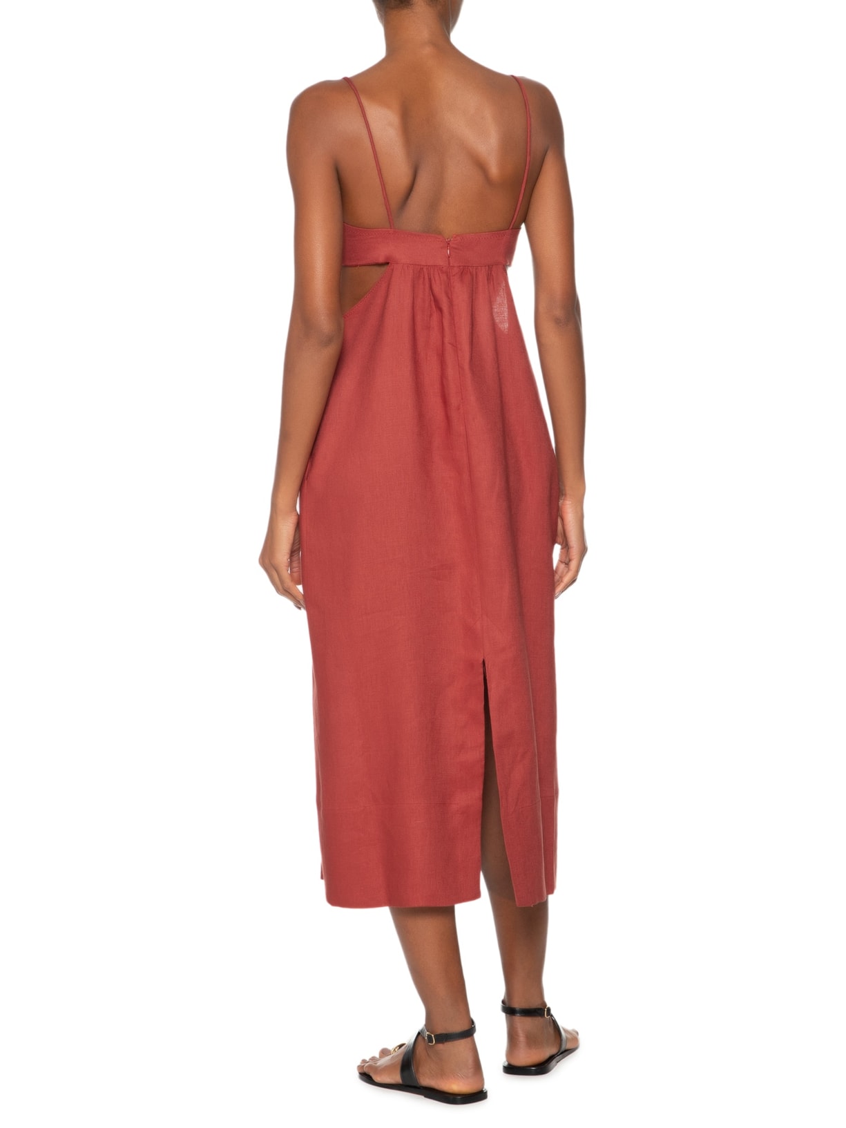 Vestido De Linho Midi Náutico Vermelho Animale