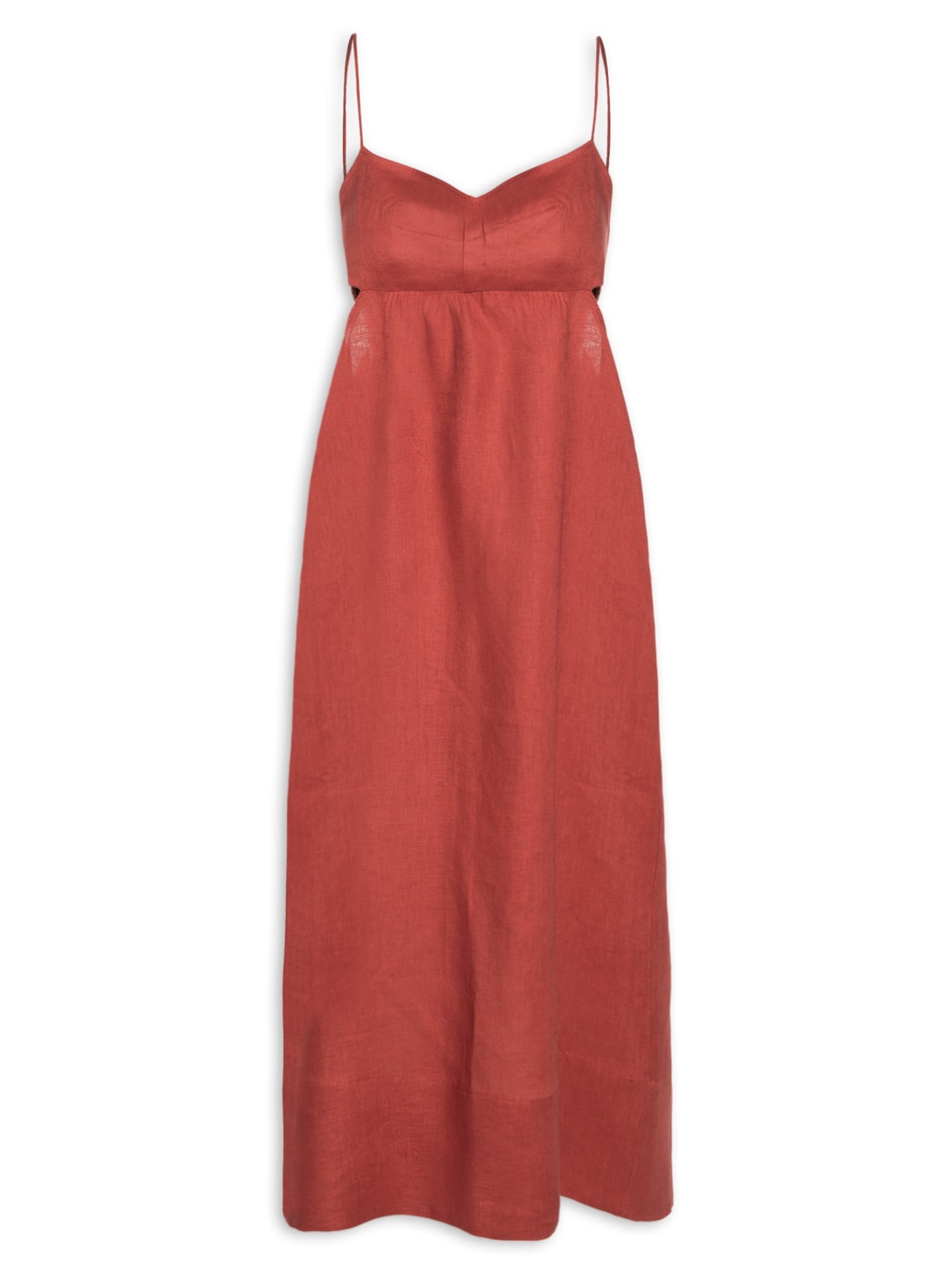 Vestido De Linho Midi Náutico Vermelho Animale