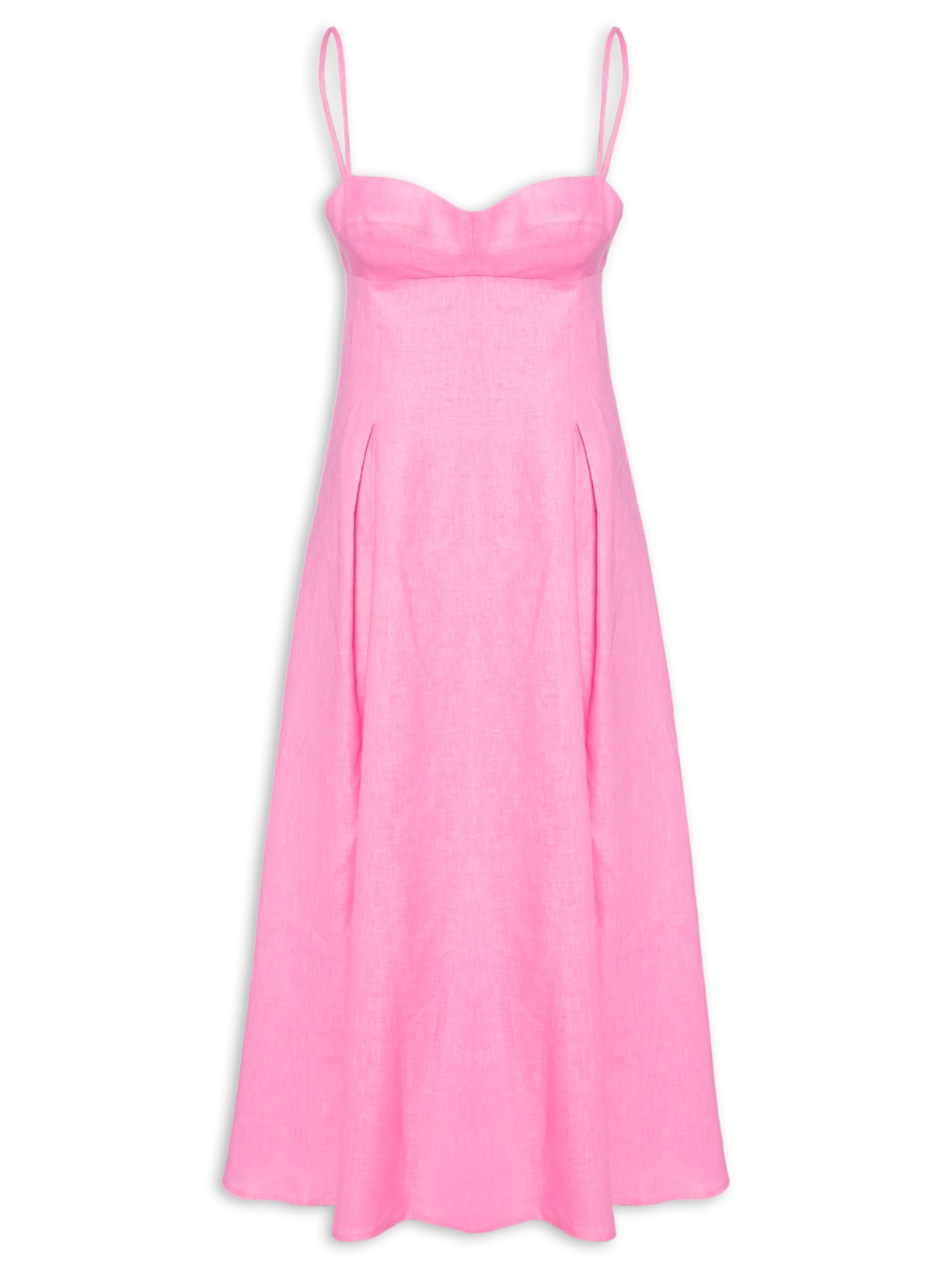 Vestido De Linho Midi - Rosa