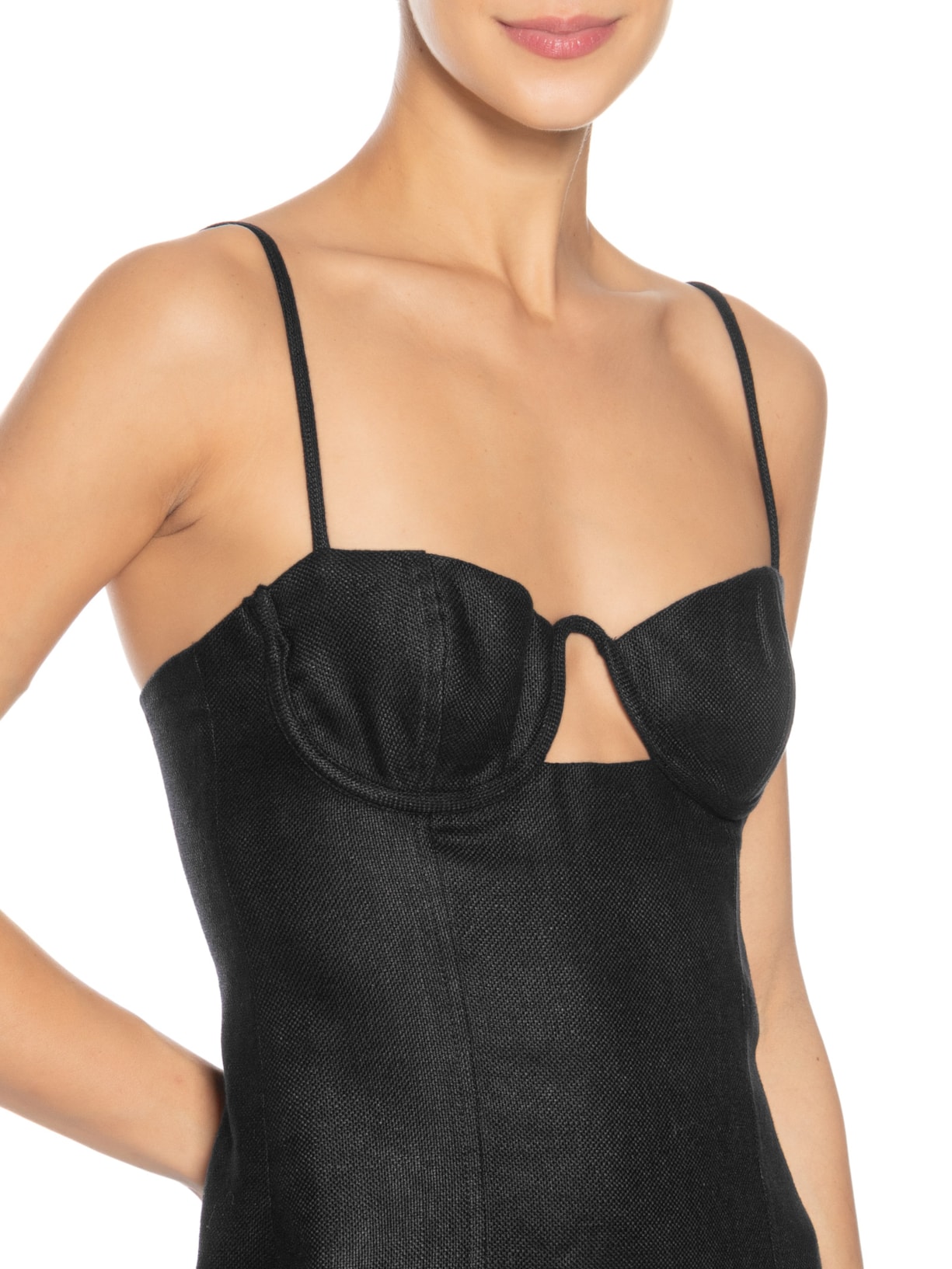 Vestido De Linho Rústico Preto Animale