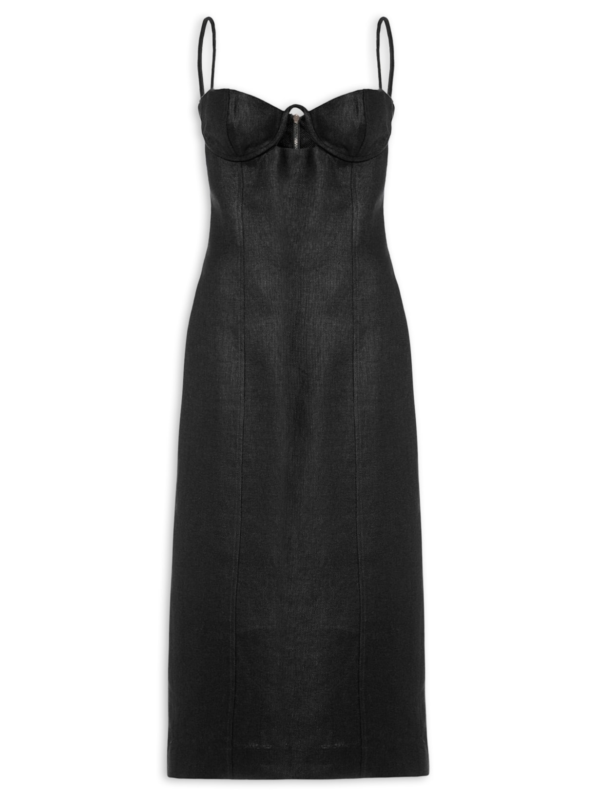 Vestido De Linho Rústico - Preto