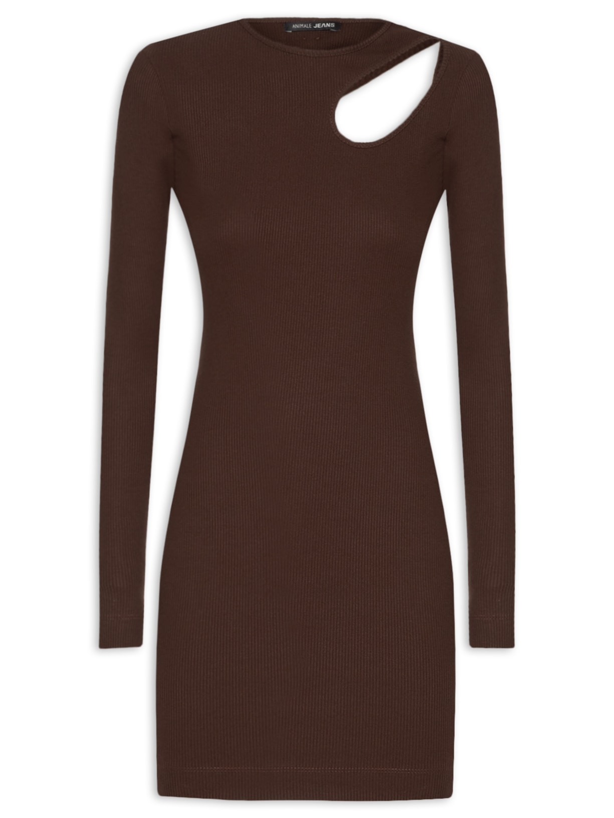 Vestido de Malha com Decote Gota - Marrom