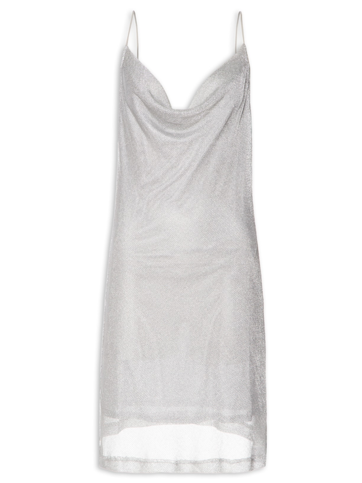 Vestido De Malha Metalizada - Prateado
