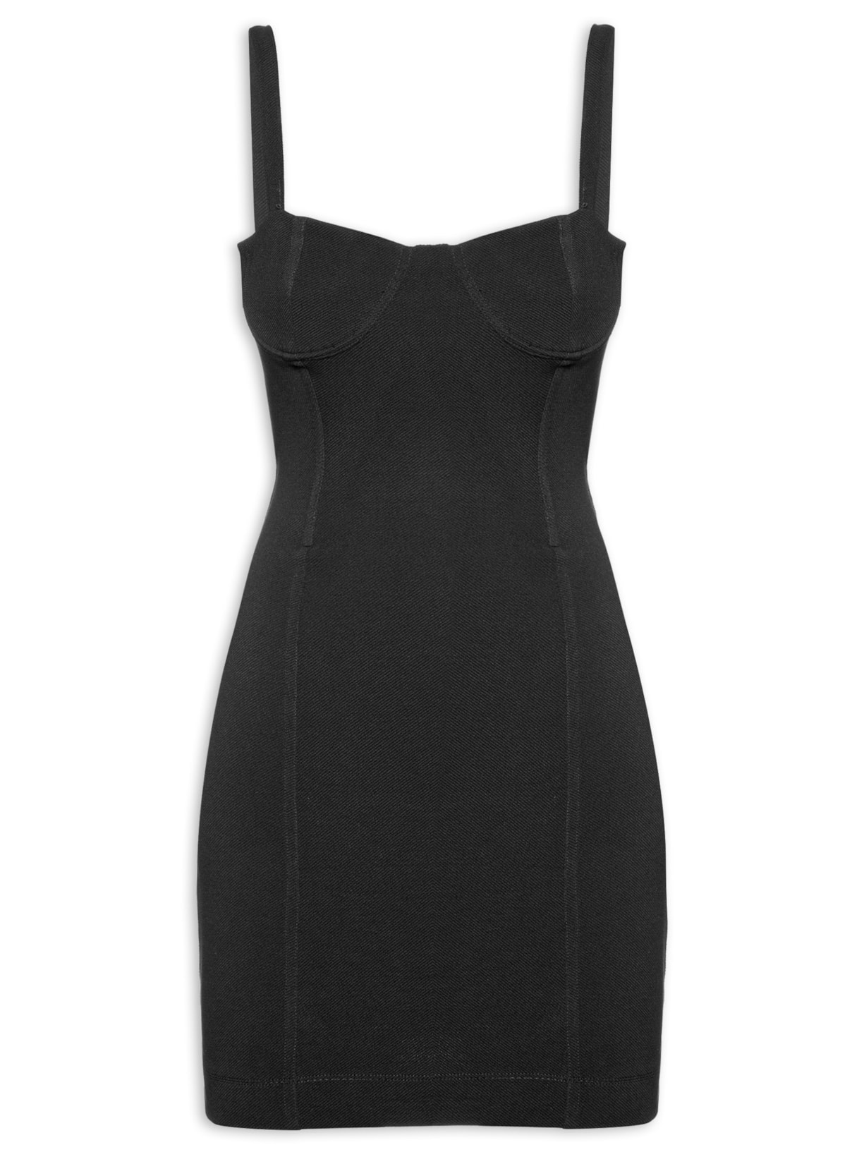 Vestido De Malha Recortes - Preto