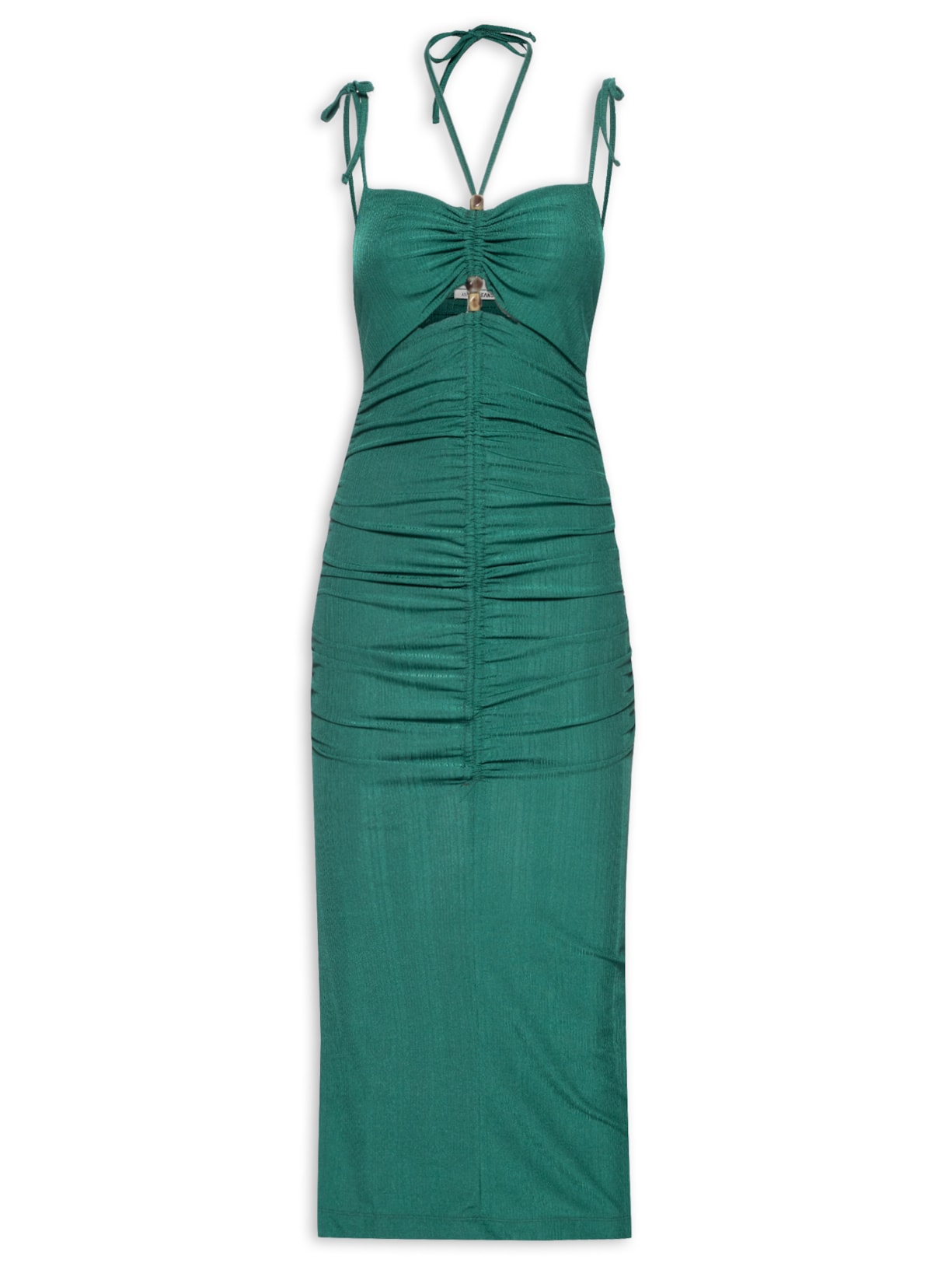 Vestido De Malha Texturizada Alça - Verde