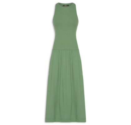 Vestido De Malha Verde Cintura Baixa - Verde
