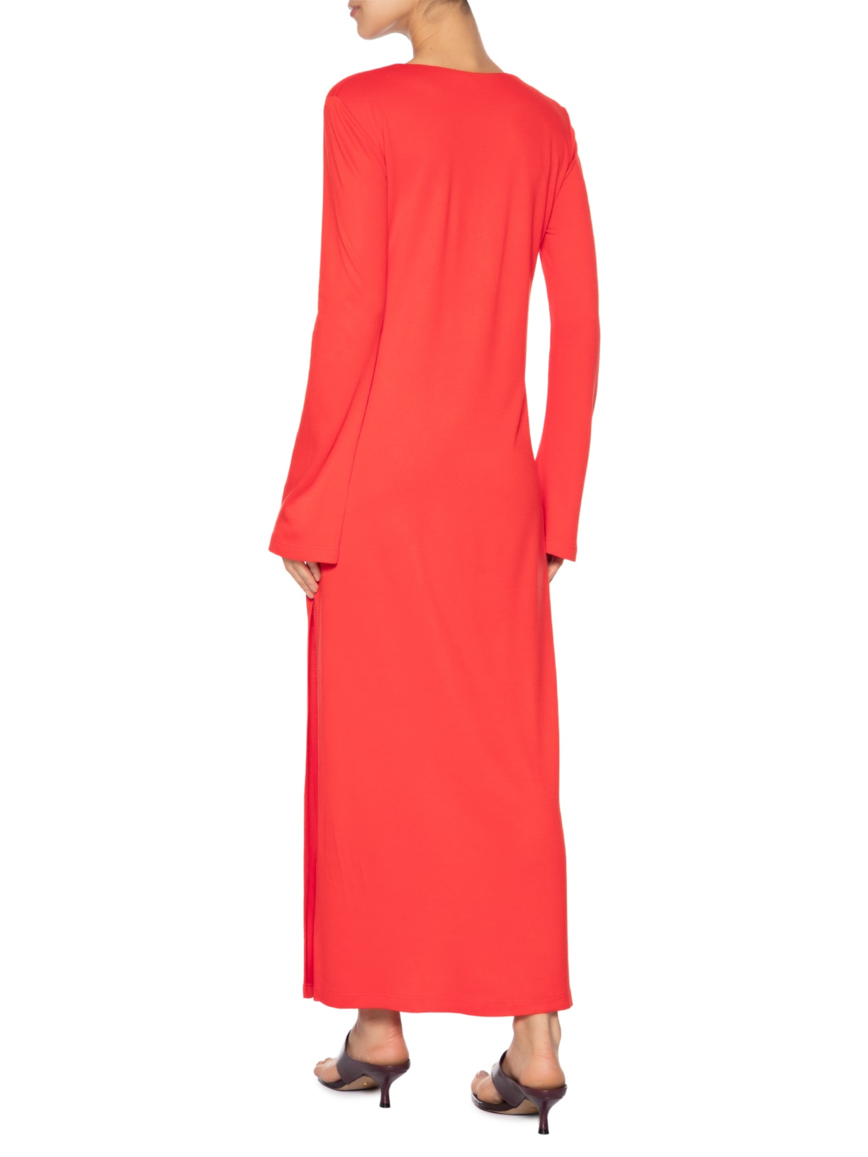 Vestido De Malha Vermelho Manga Longa Com Fenda Vermelho Animale
