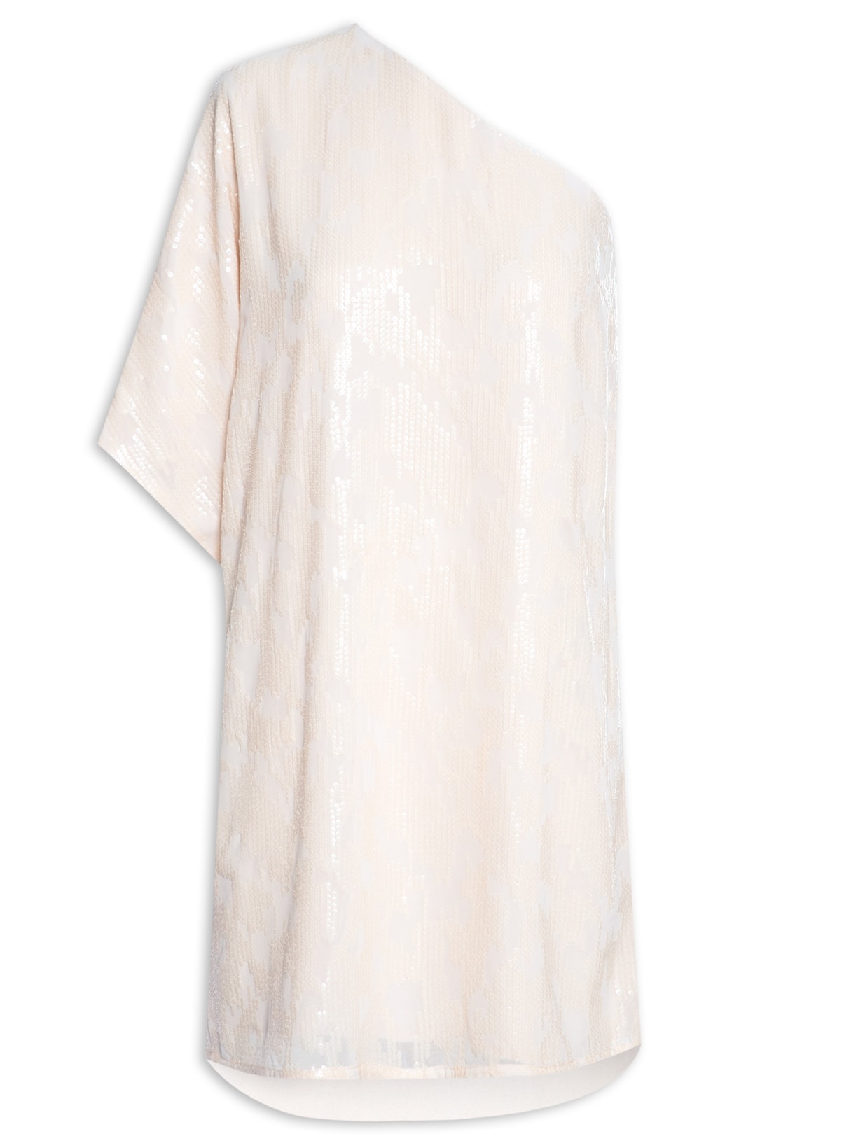 Vestido De Paetê Assimétrico - Bege