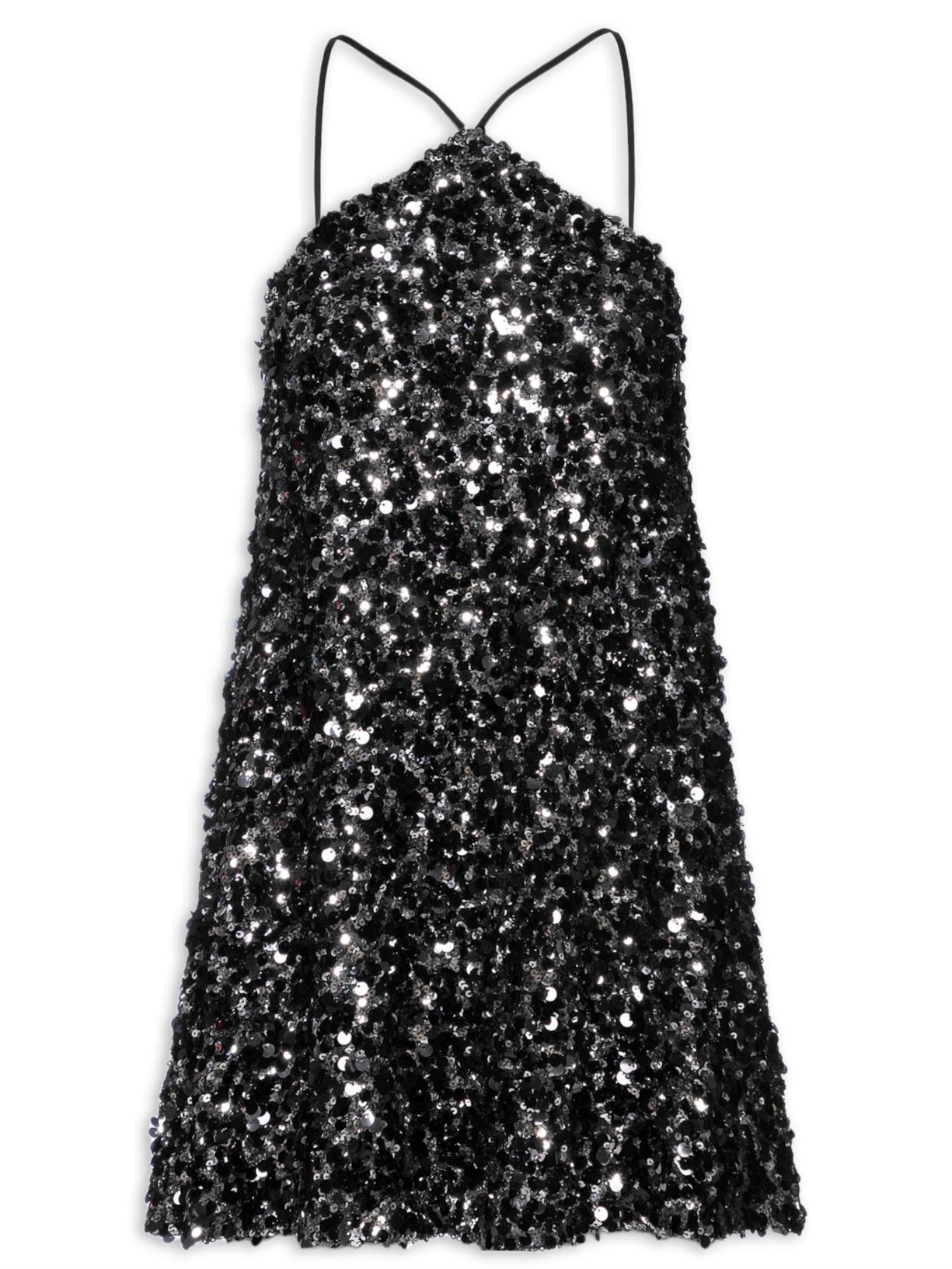 Vestido De Paetê Curto - Preto