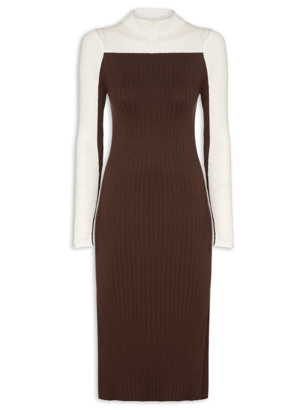 Vestido de Tricot Com Abertura No Punho- Marrom Animale Jeans