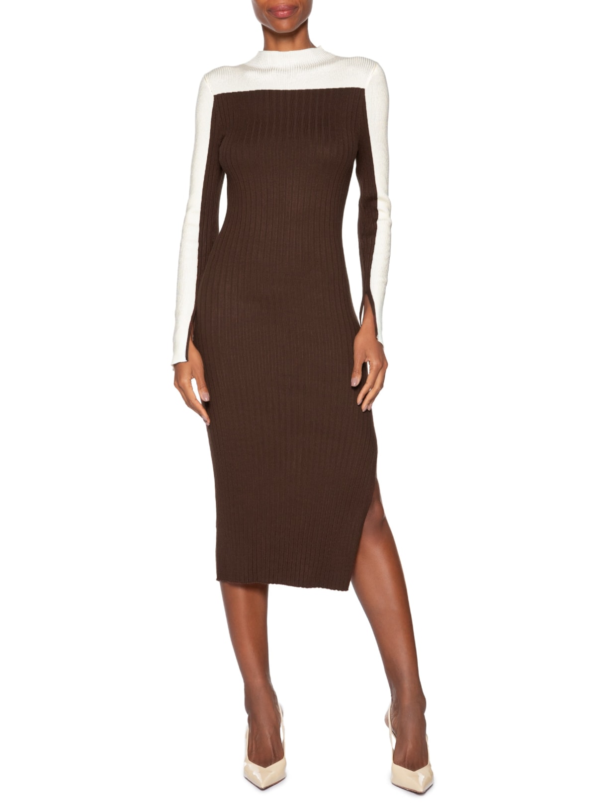 Vestido de Tricot Com Abertura No Punho- Marrom Animale Jeans