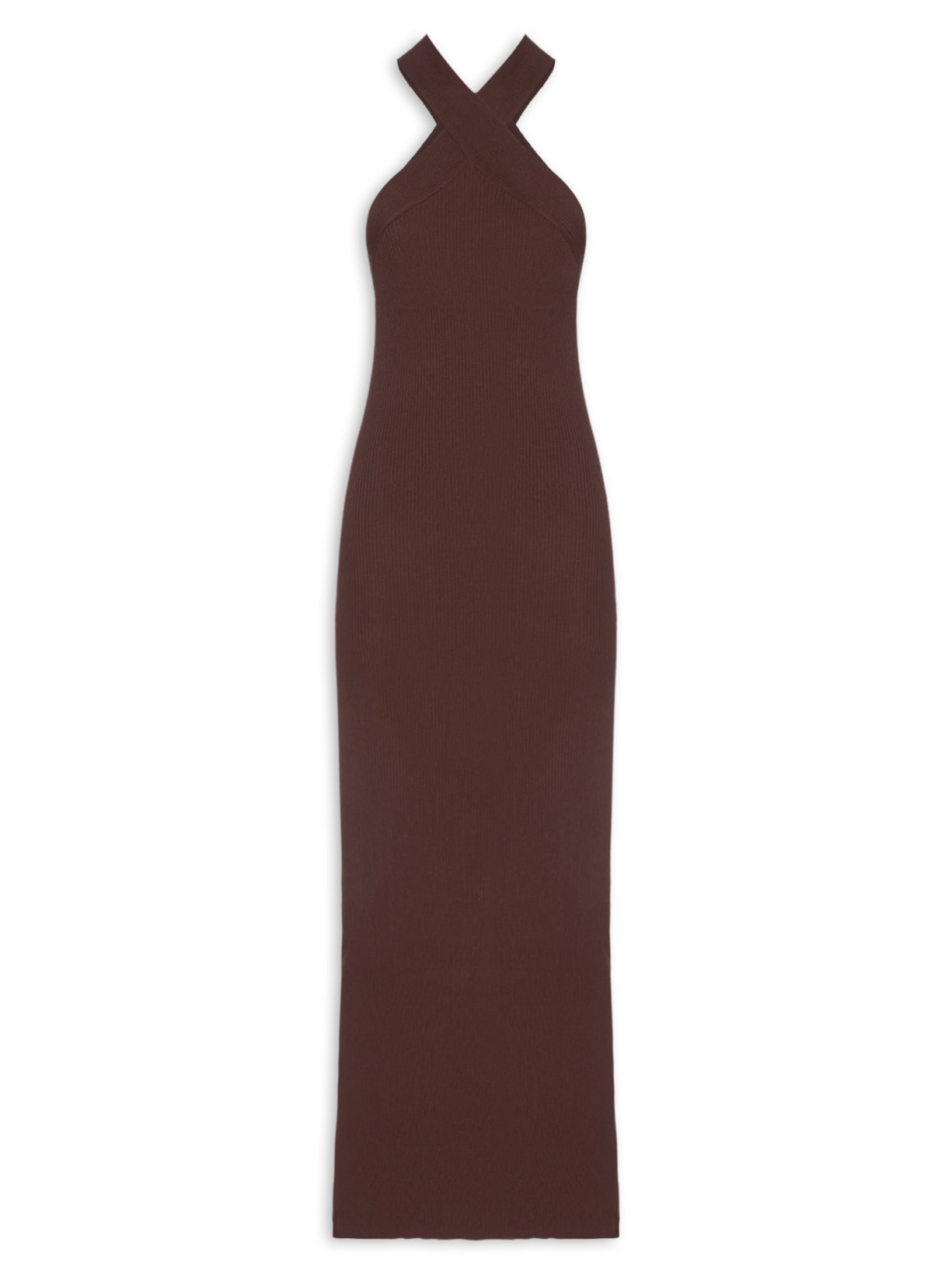 Vestido De Tricot Com Decote Cruzado Marrom Animale