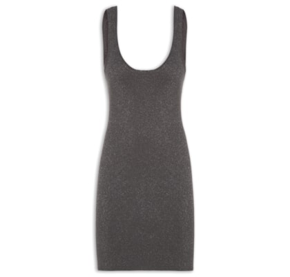 Vestido De Tricot Com Lurex - Cinza