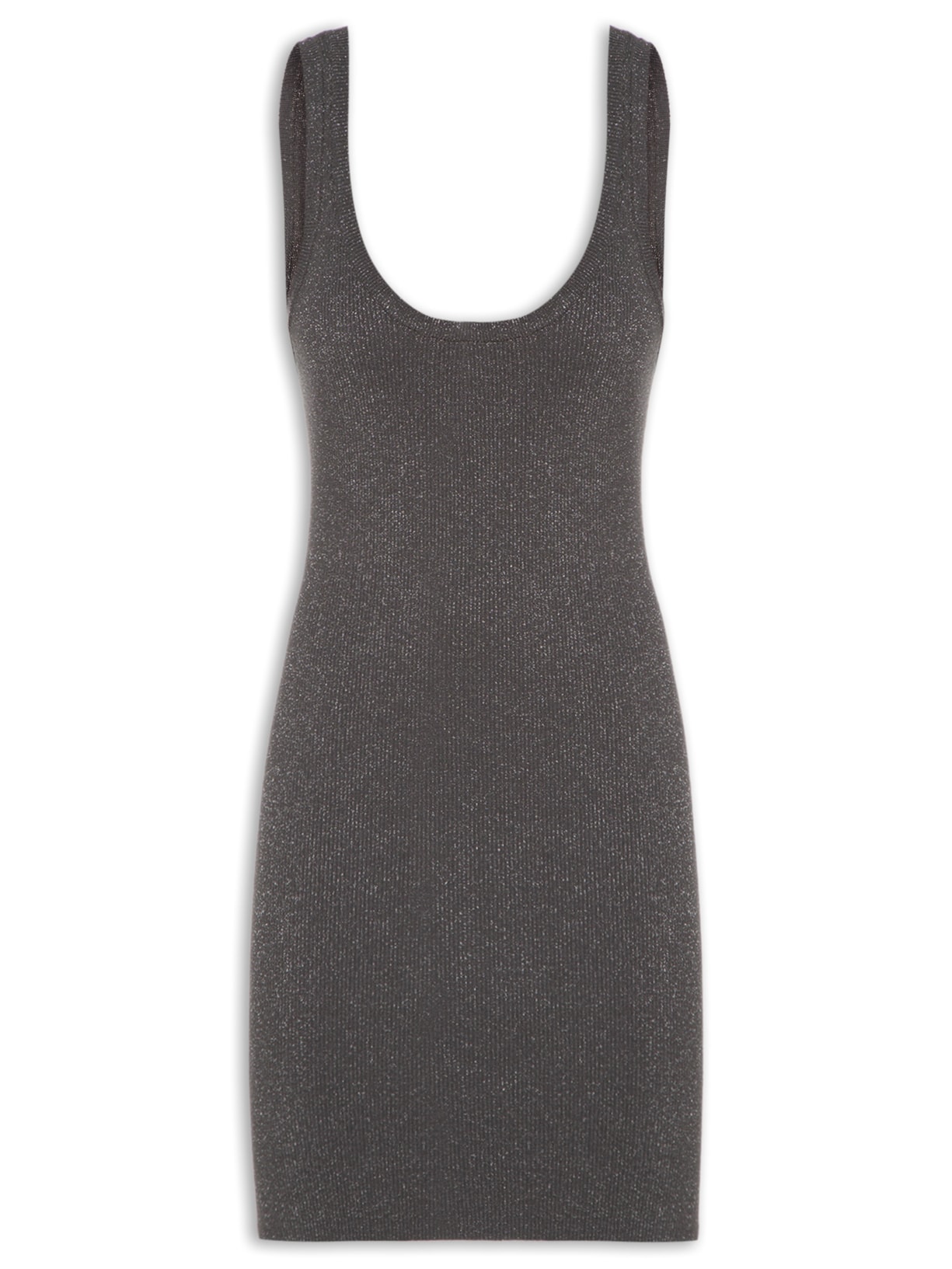 Vestido De Tricot Com Lurex - Cinza