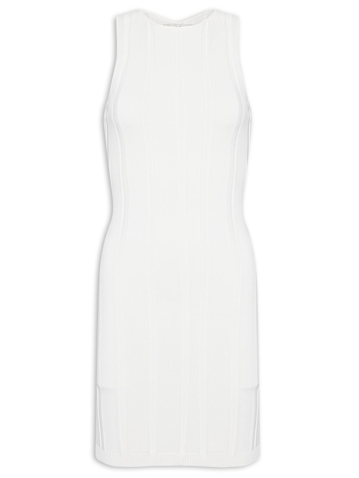 Vestido De Tricot Curto Com Abertura Costas - Branco