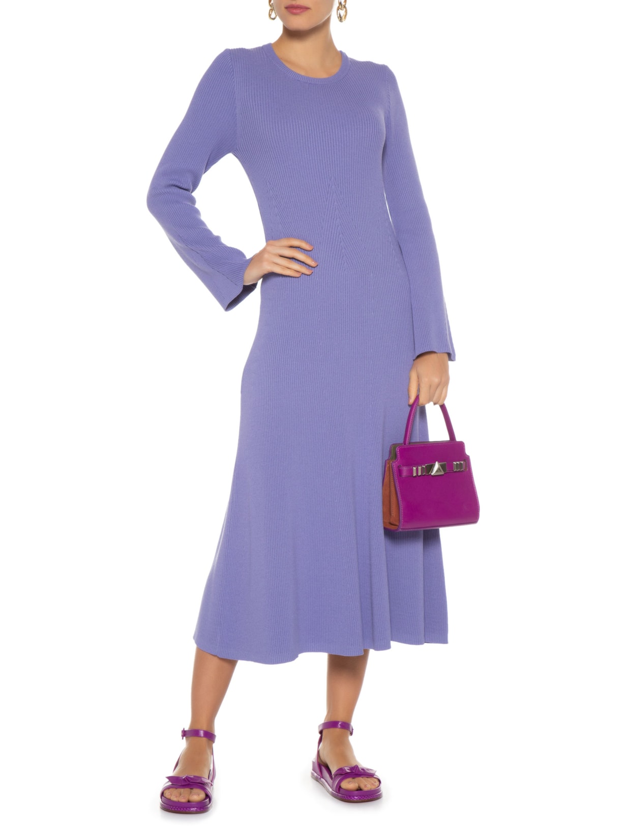 Vestido De Tricot Lilás Anselmi + Ucha Meirelles