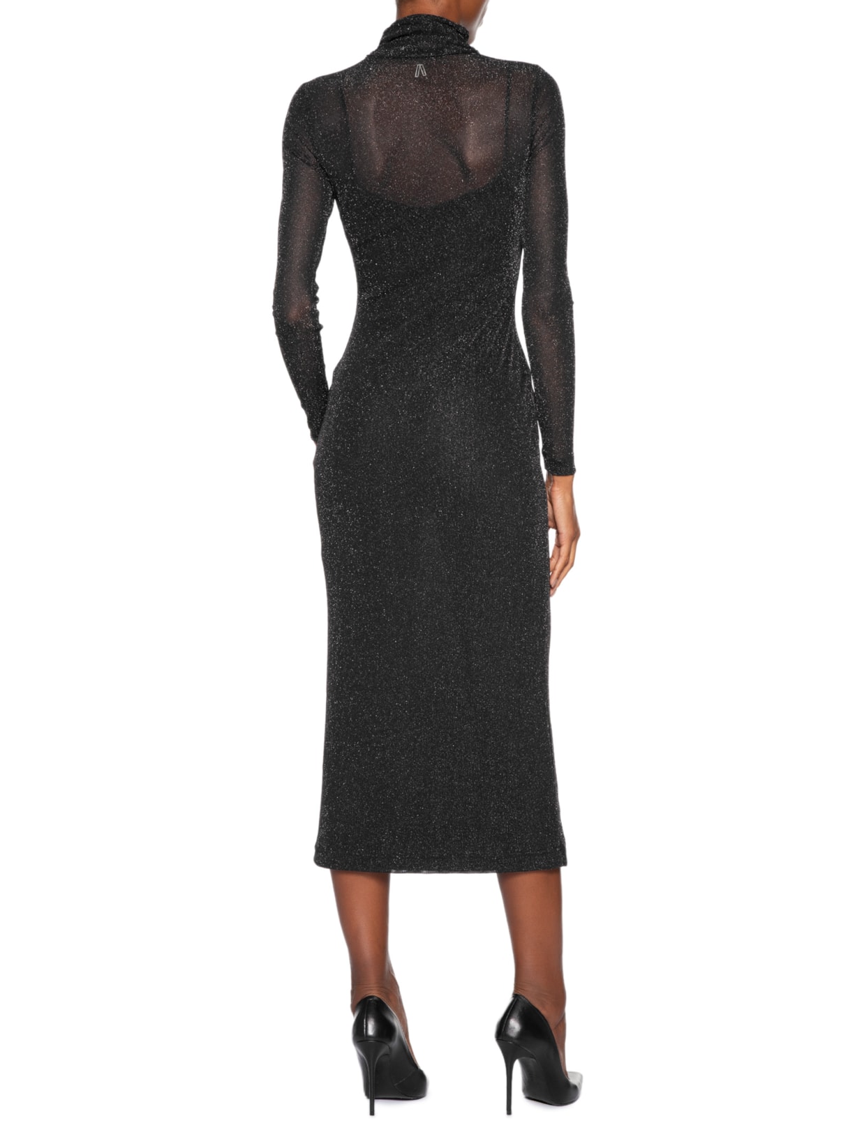 Vestido De Tule Com Glitter Midi Preto Animale Jeans