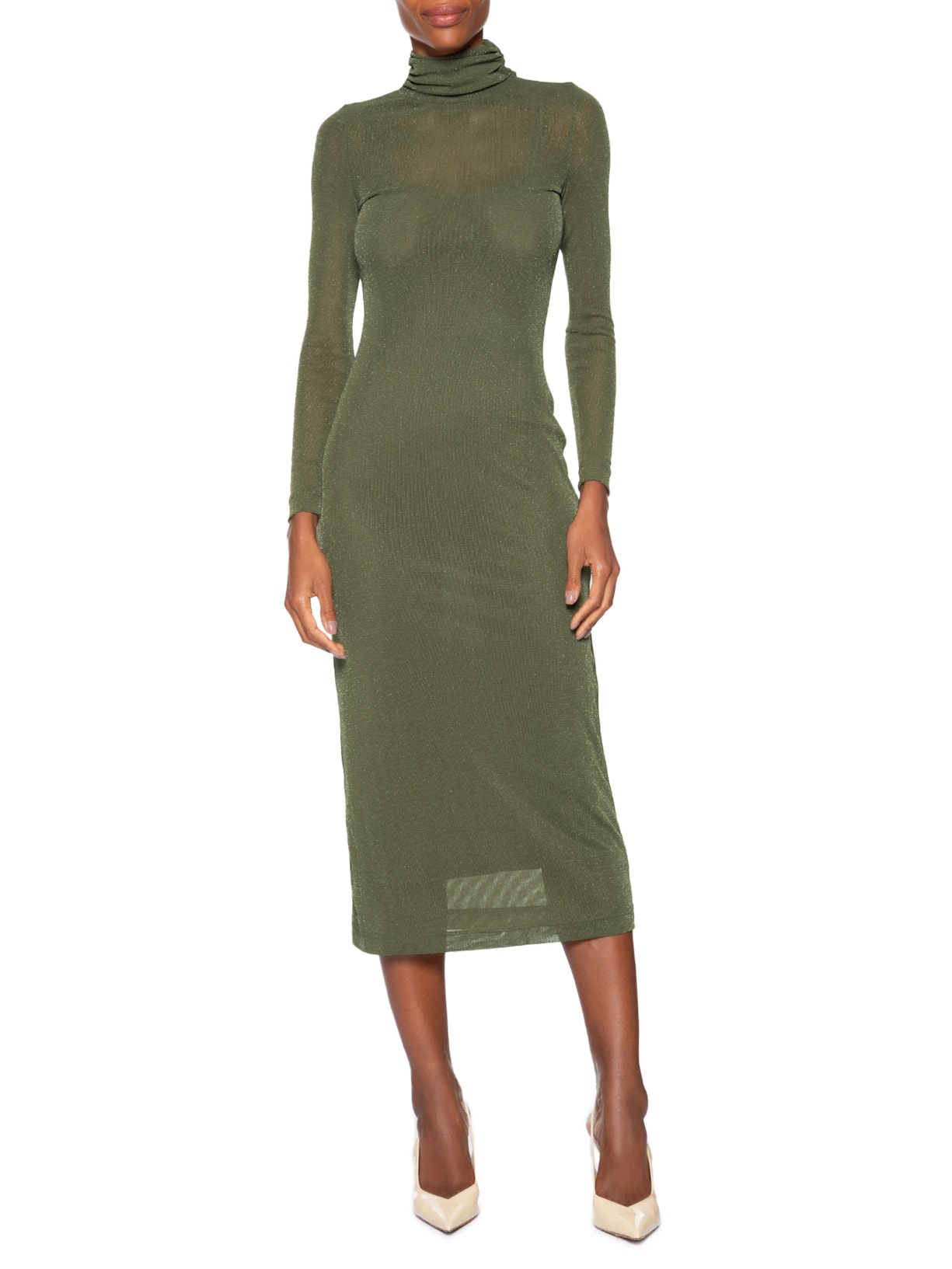 Vestido De Tule Com Glitter Midi Verde Animale Jeans