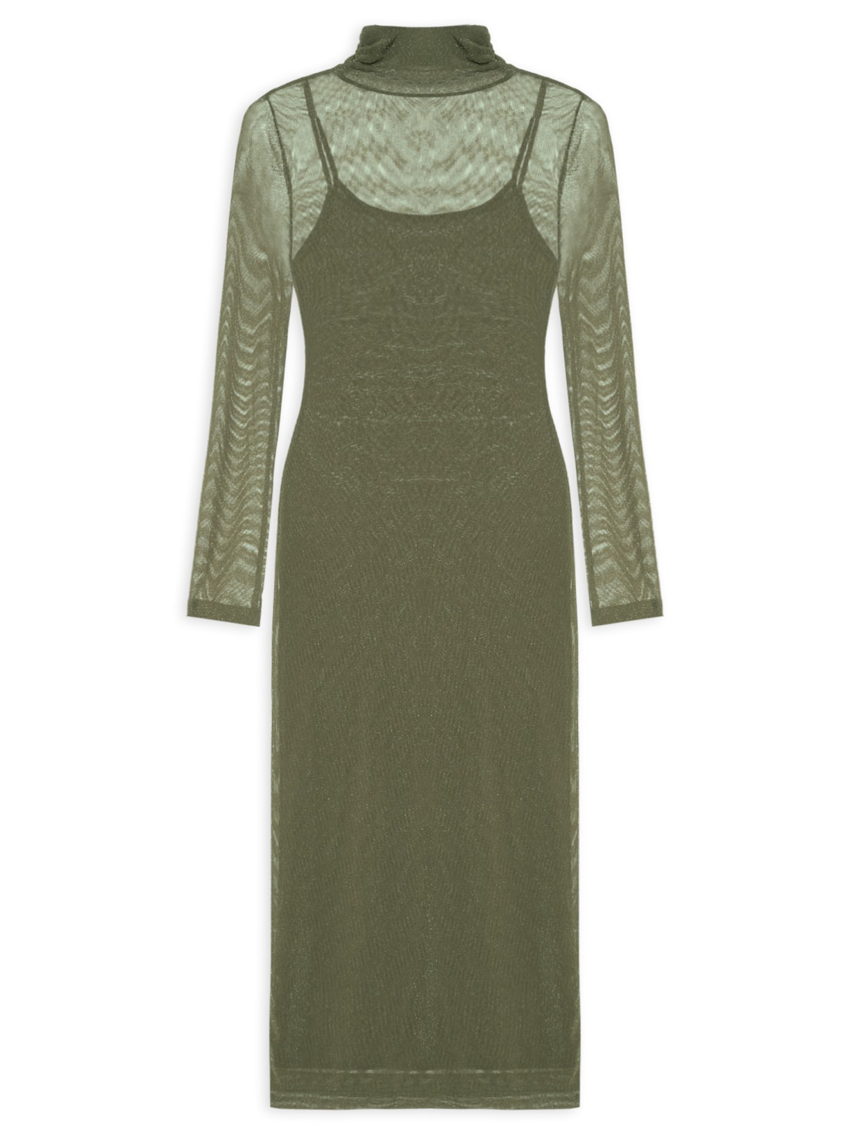 Vestido De Tule Com Glitter Midi Verde Animale Jeans