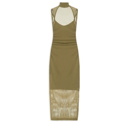 Vestido de Tule Longo Com Brilho - Verde 