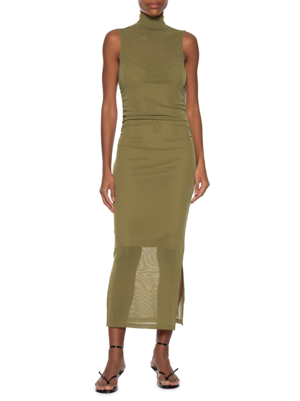 Vestido de Tule Longo Com Brilho Verde  Animale Jeans