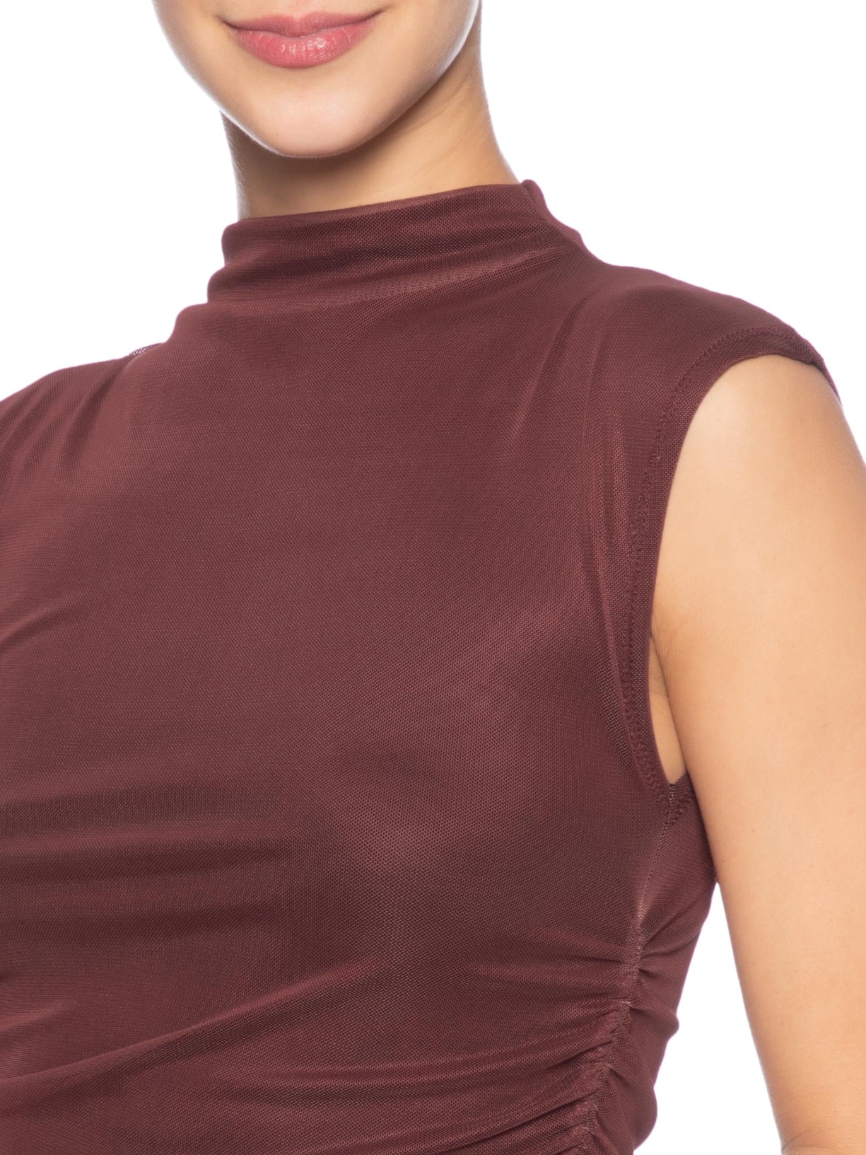 Vestido De Tule Midi Franzidos Marrom  Animale Jeans