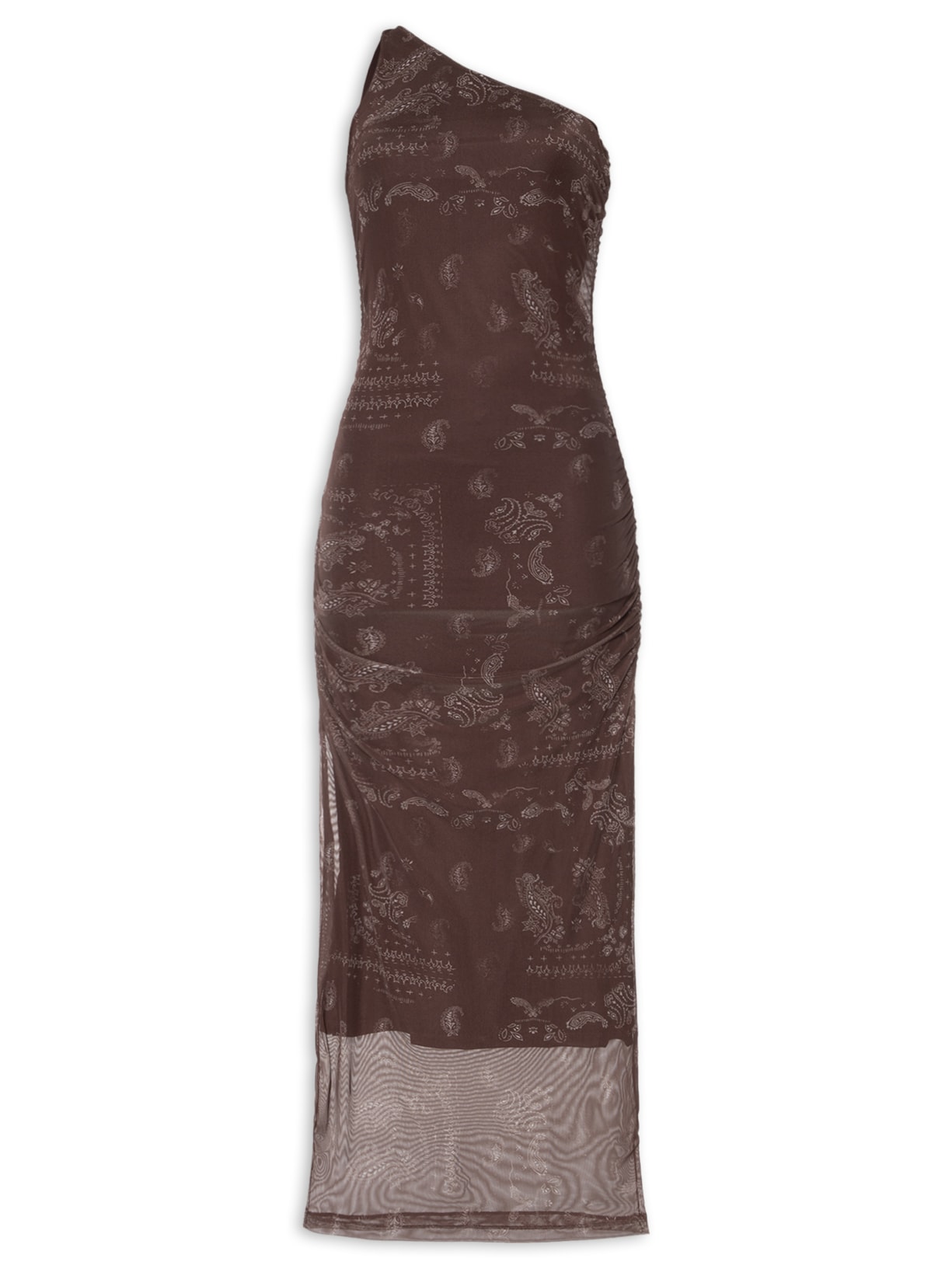 Vestido De Um Ombro Só Bandana Choco Marrom Animale Jeans