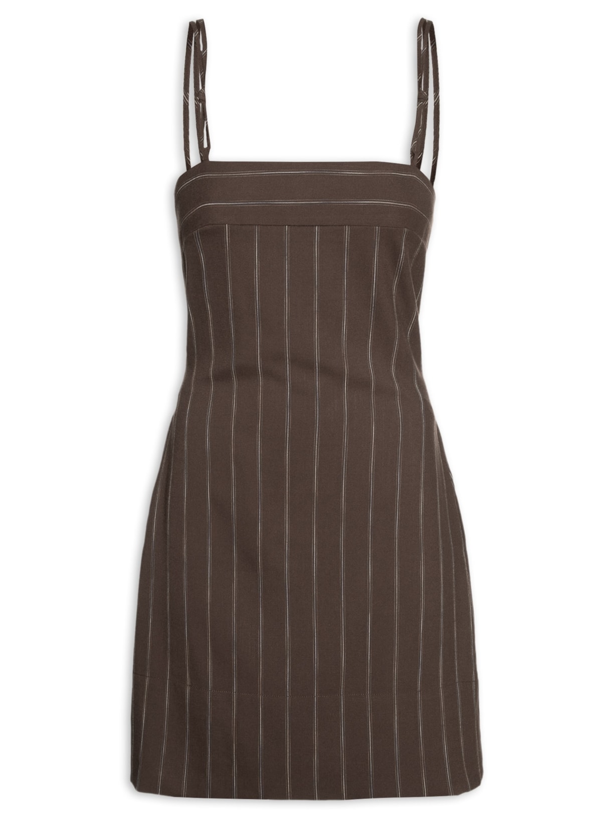 Vestido De Viscose Curto Com Alças Em Nó - Marrom