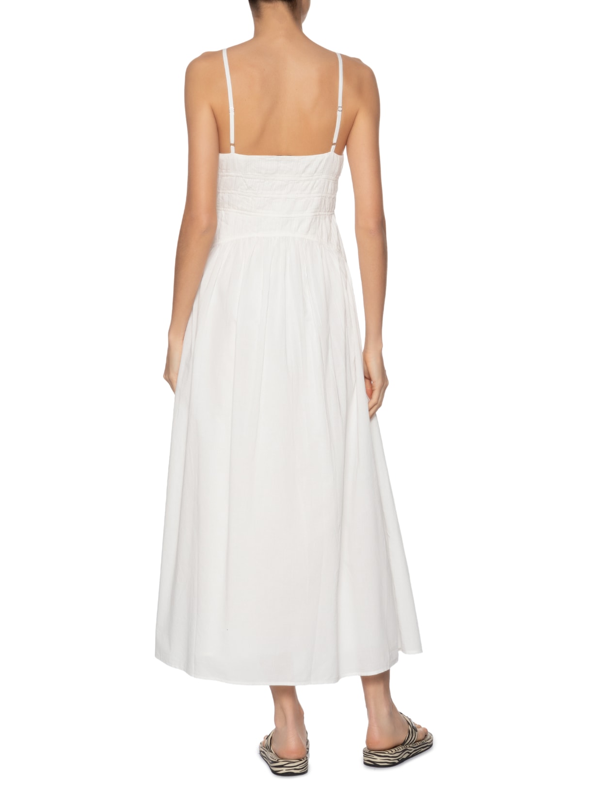 Vestido De Voil Franzido Branco Animale Jeans