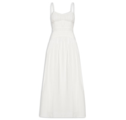 Vestido De Voil Franzido - Branco