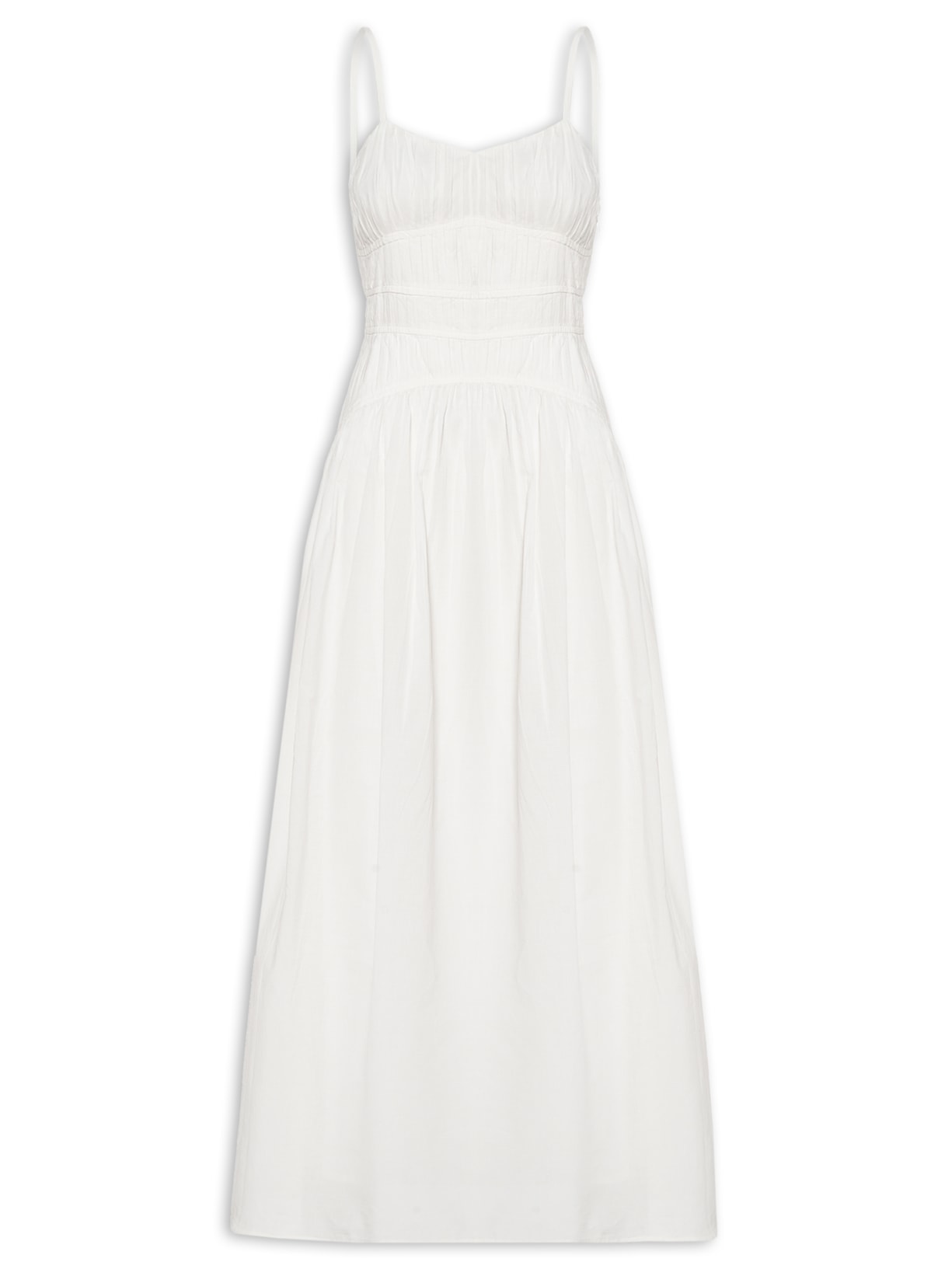 Vestido De Voil Franzido - Branco