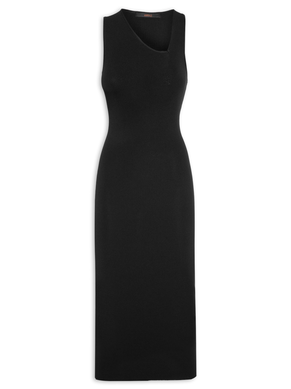 Vestido Decote Assimétrico Tricot - Preto