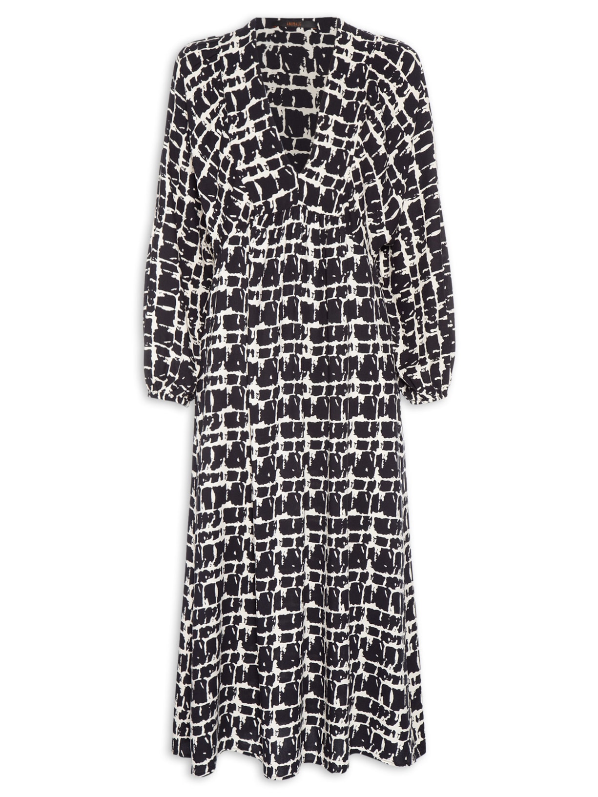 Vestido Decote Atado Textura Xadrez - Preto