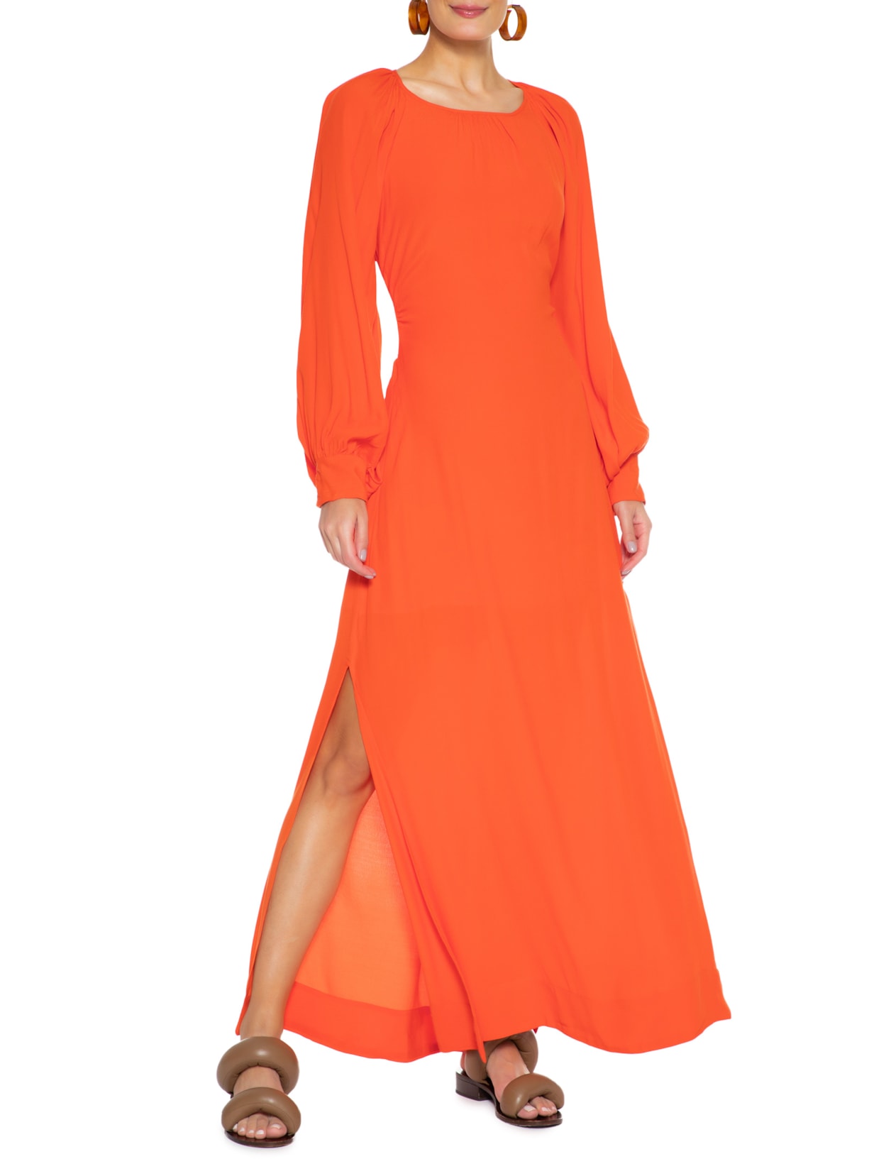 Vestido Decote Costas Laranja Farm