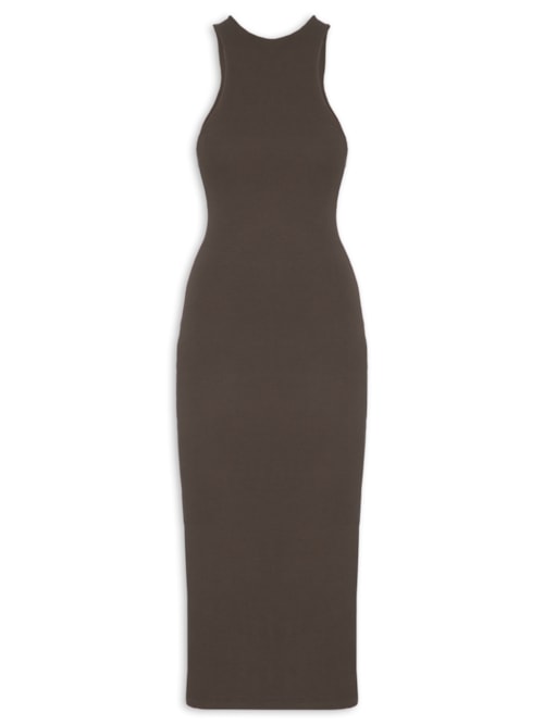 Vestido Decote Costas - Marrom