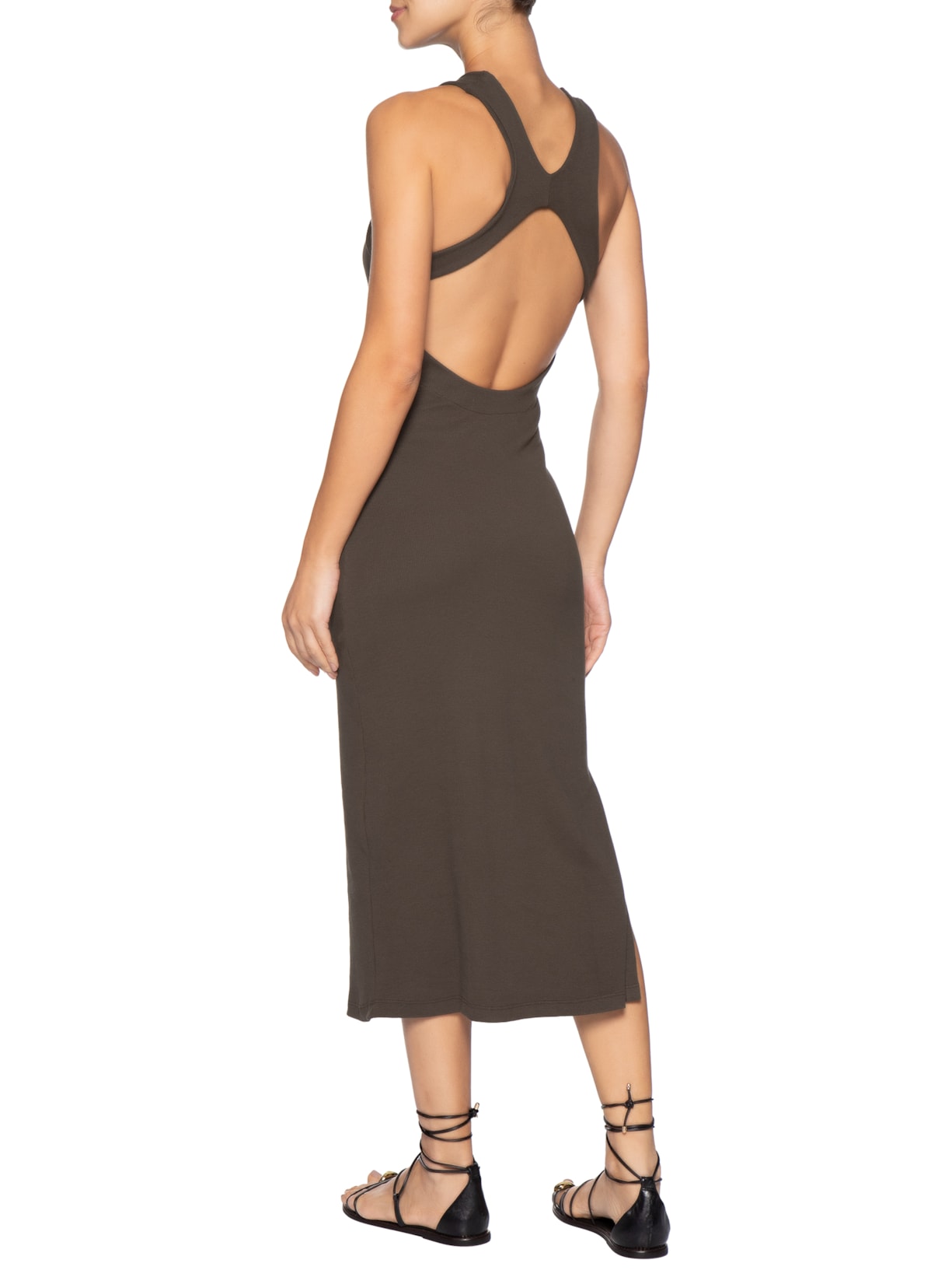 Vestido Decote Costas Marrom Farm