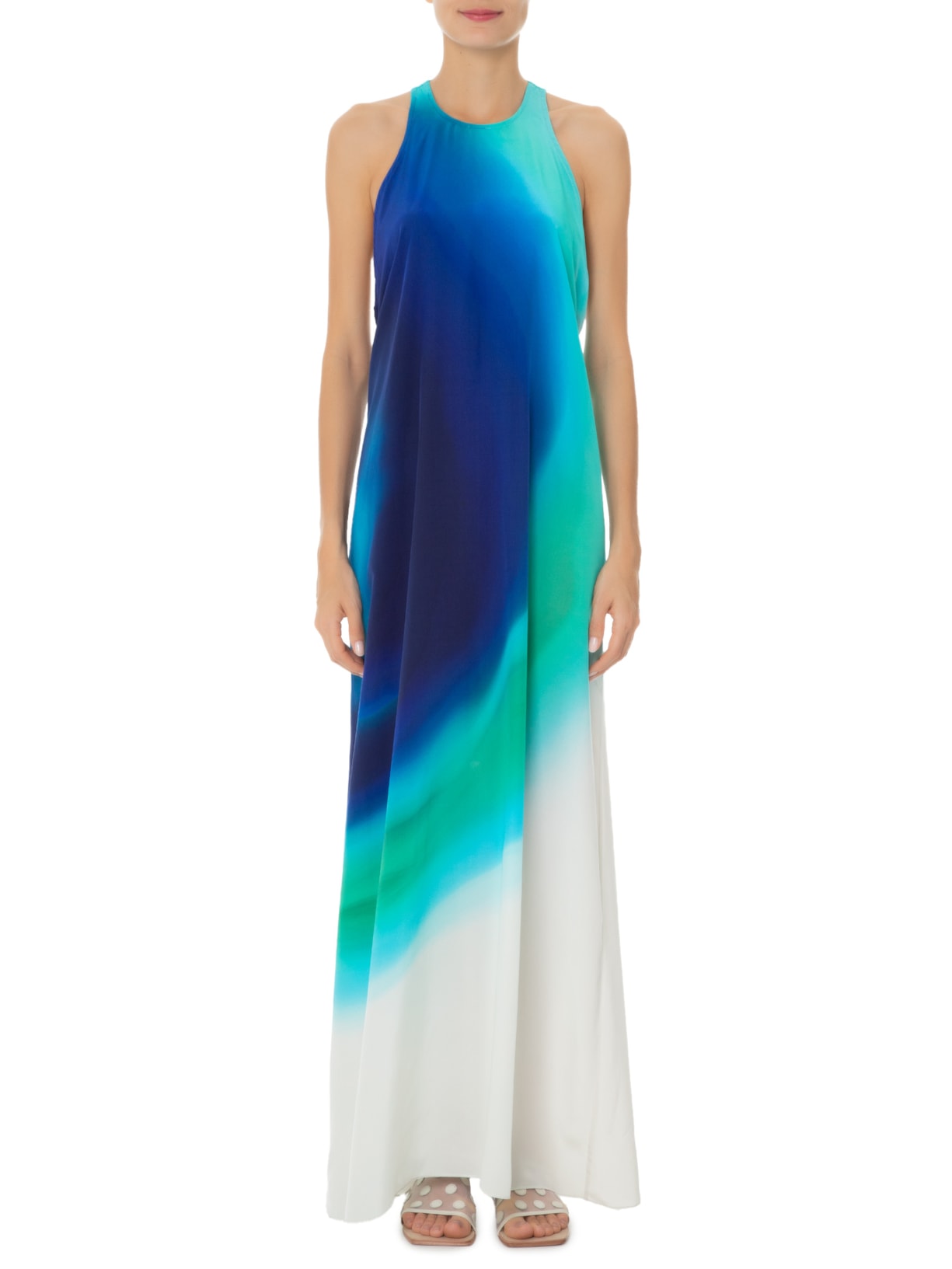 Vestido Decote Costas Seda Azul Lenny Niemeyer