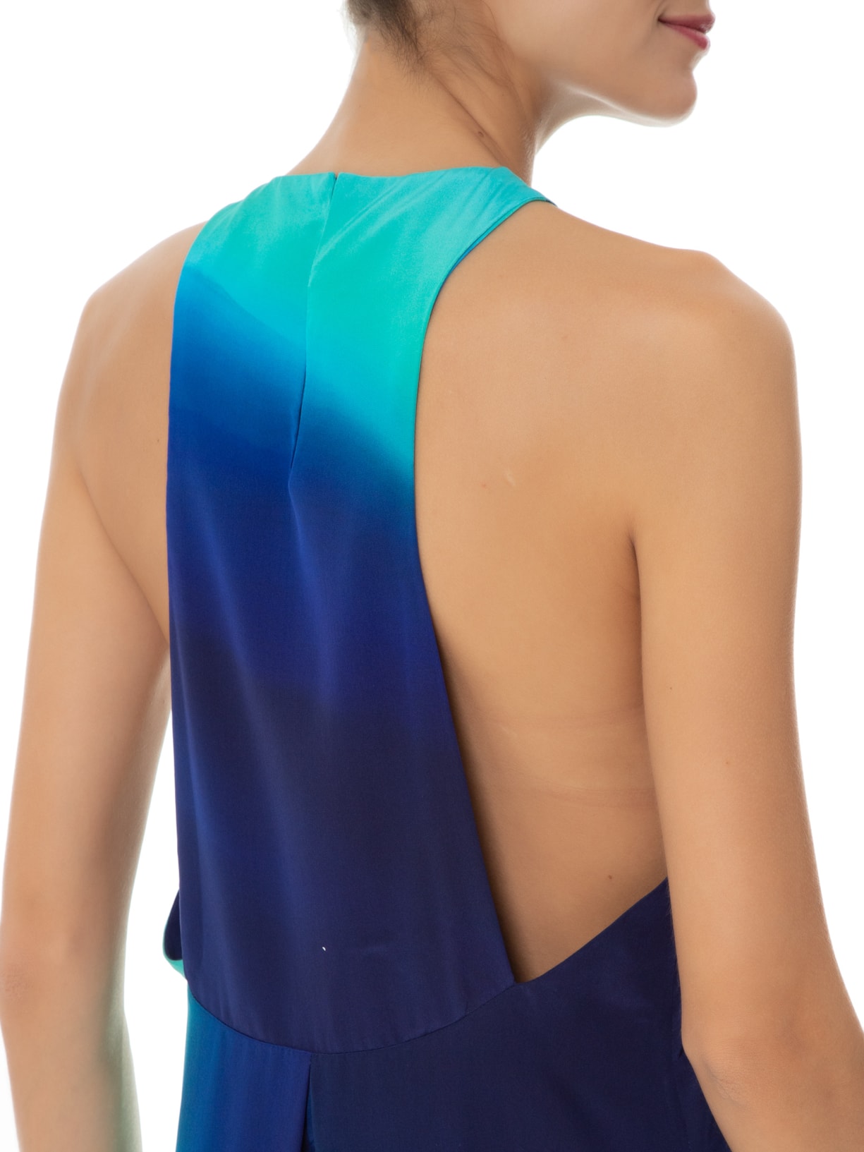 Vestido Decote Costas Seda Azul Lenny Niemeyer
