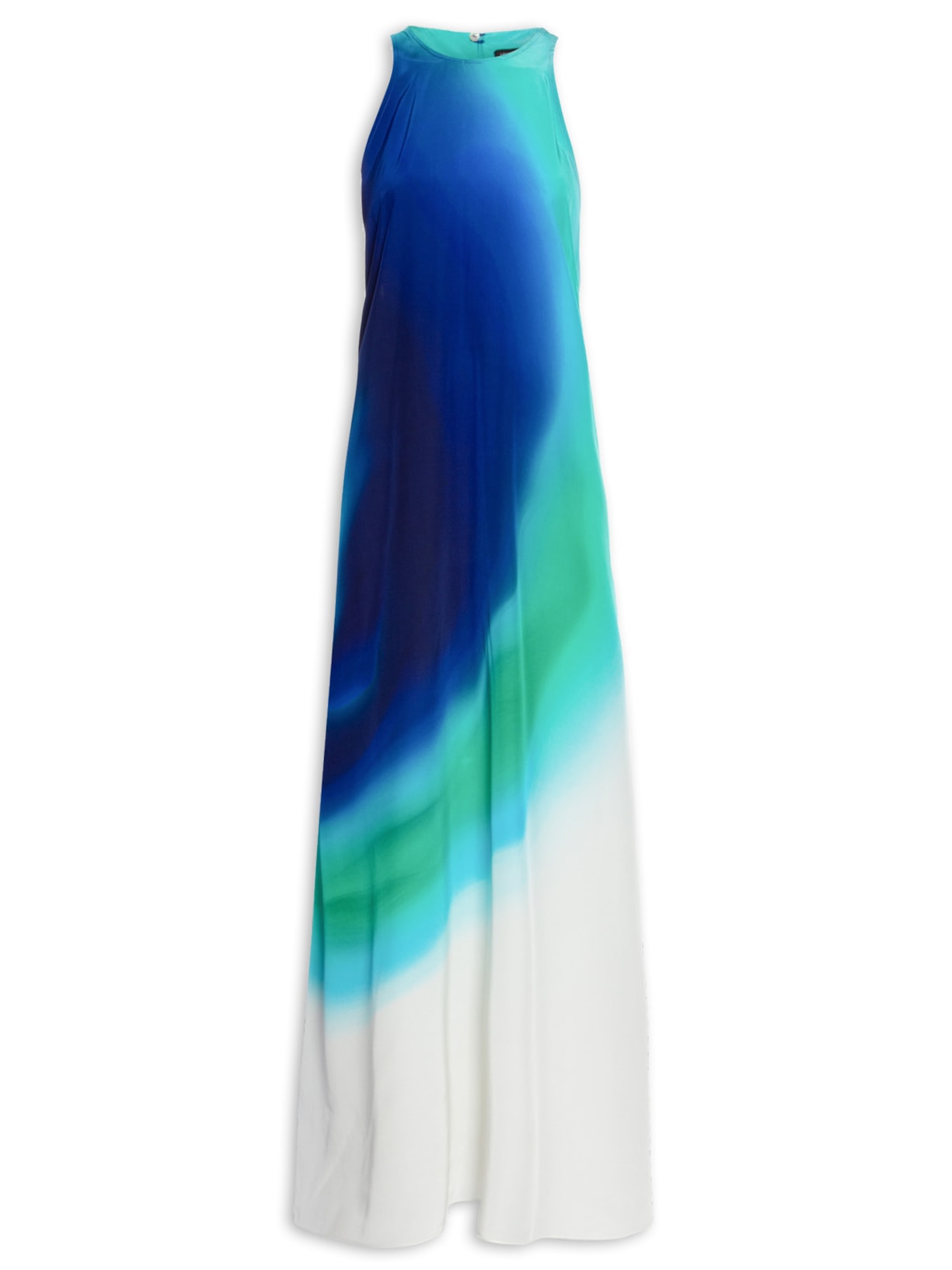 Vestido Decote Costas Seda - Azul