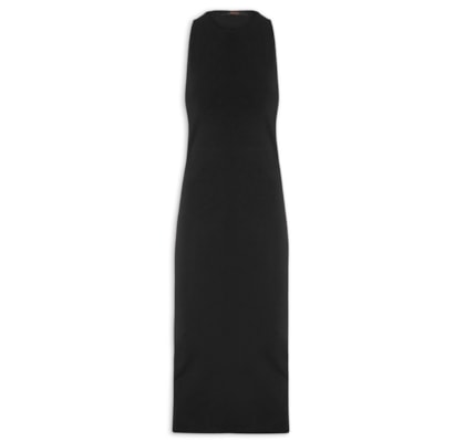 Vestido Decote Costas Tricot - Preto