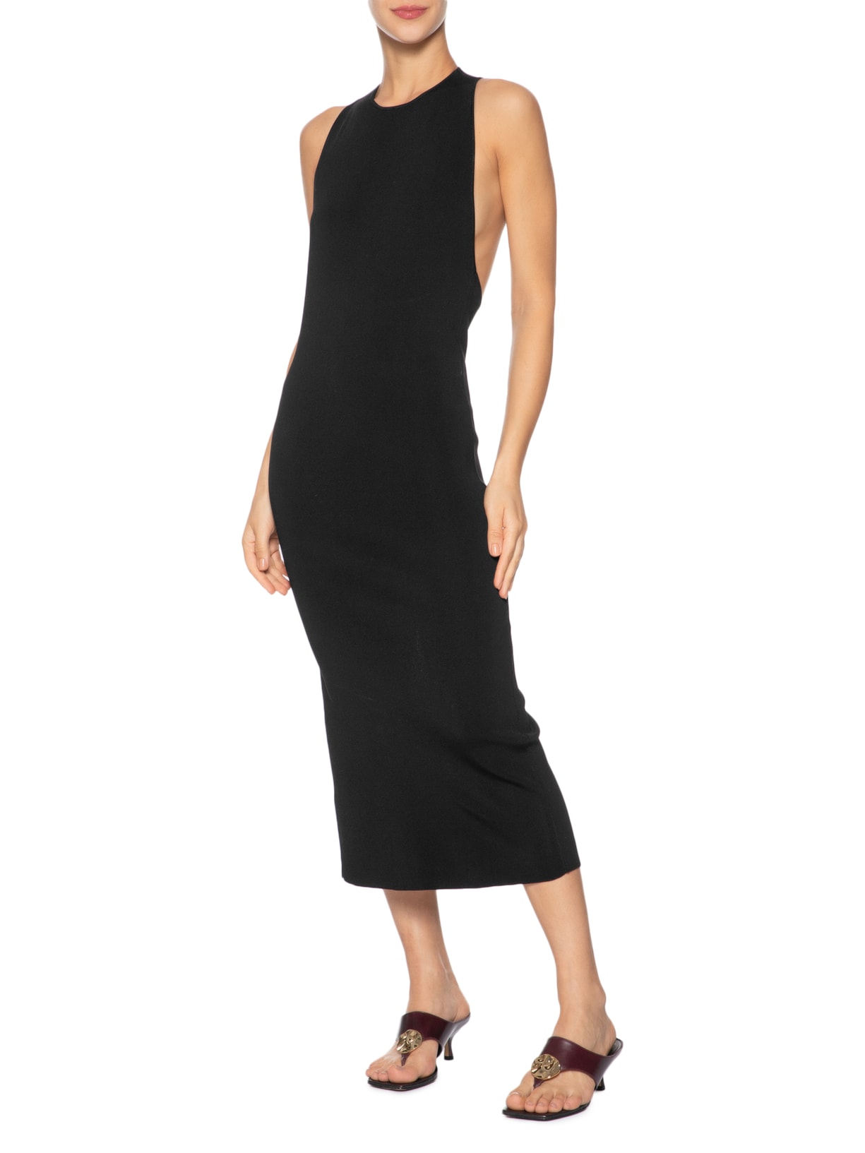 Vestido Decote Costas Tricot Preto Animale