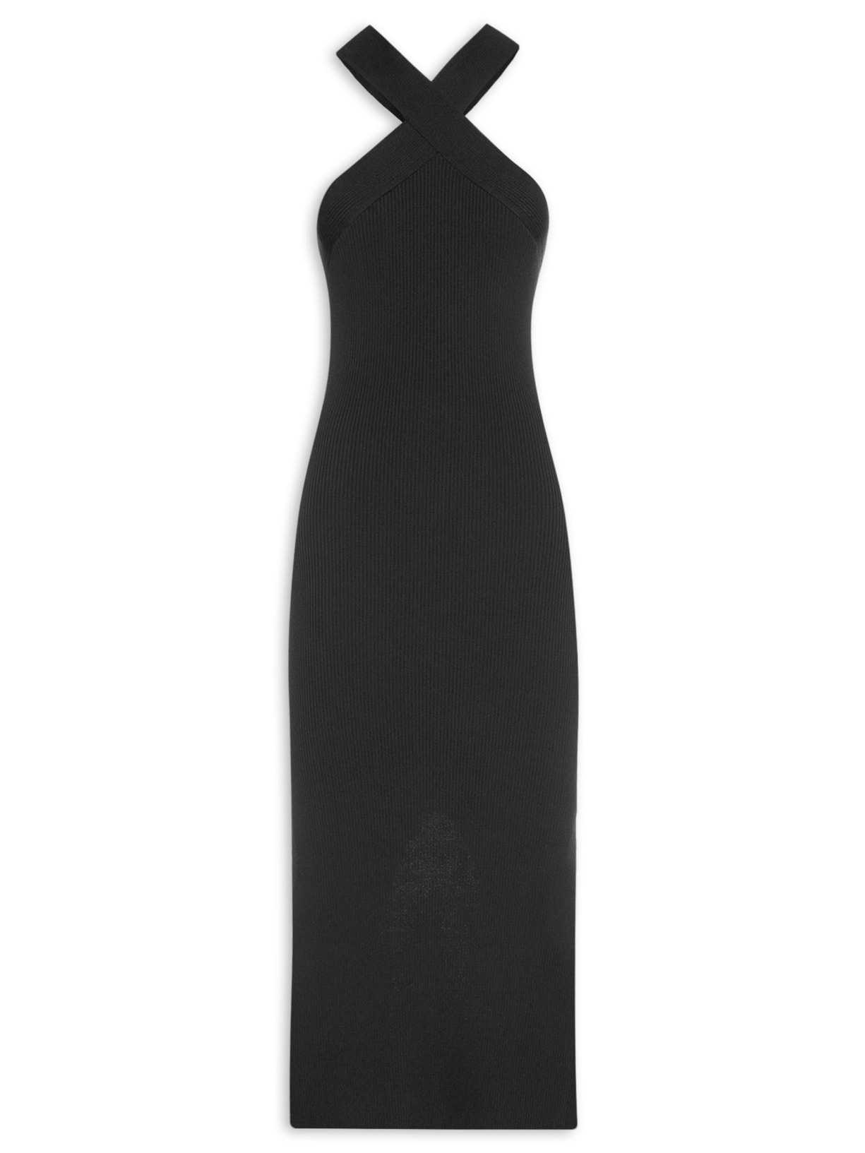 Vestido Decote Cruzado Tricot - Preto