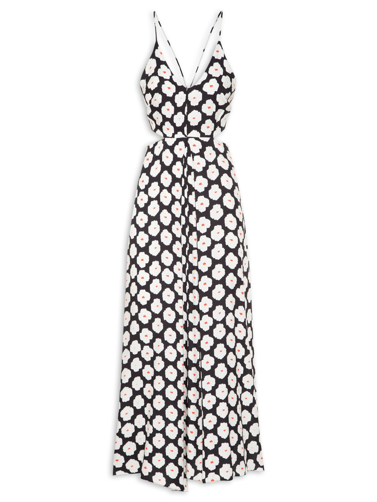 Vestido Decote De Alça Floral Bold - Preto