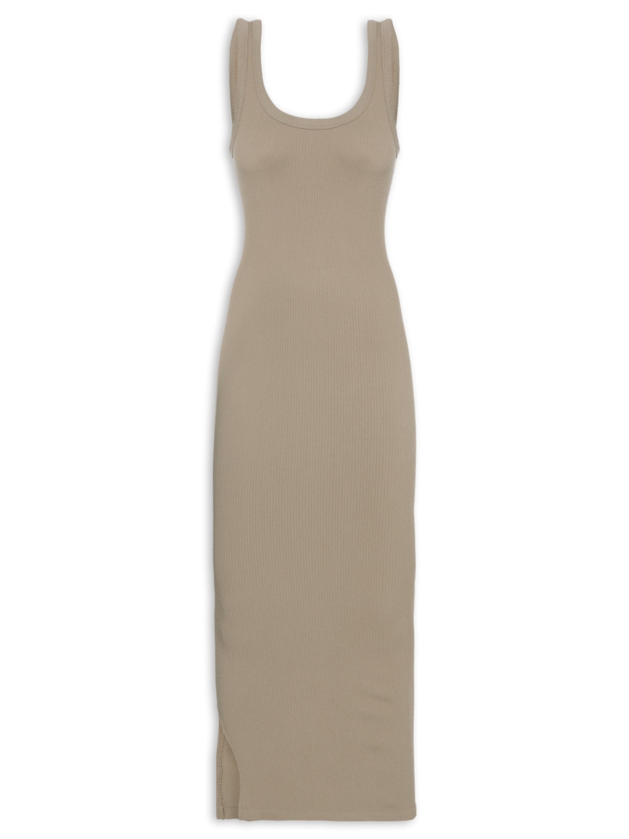 Vestido Decote em U - Bege